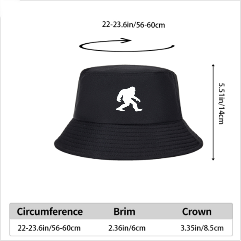 Unisex Classic Bucket Hat with Bigfoot Silhouette Print - Outdoor Adventure Sun Protection Hat for Hiking, Camping, and Travel - Ideal for Nature Lovers and Outdoor Enthusiasts