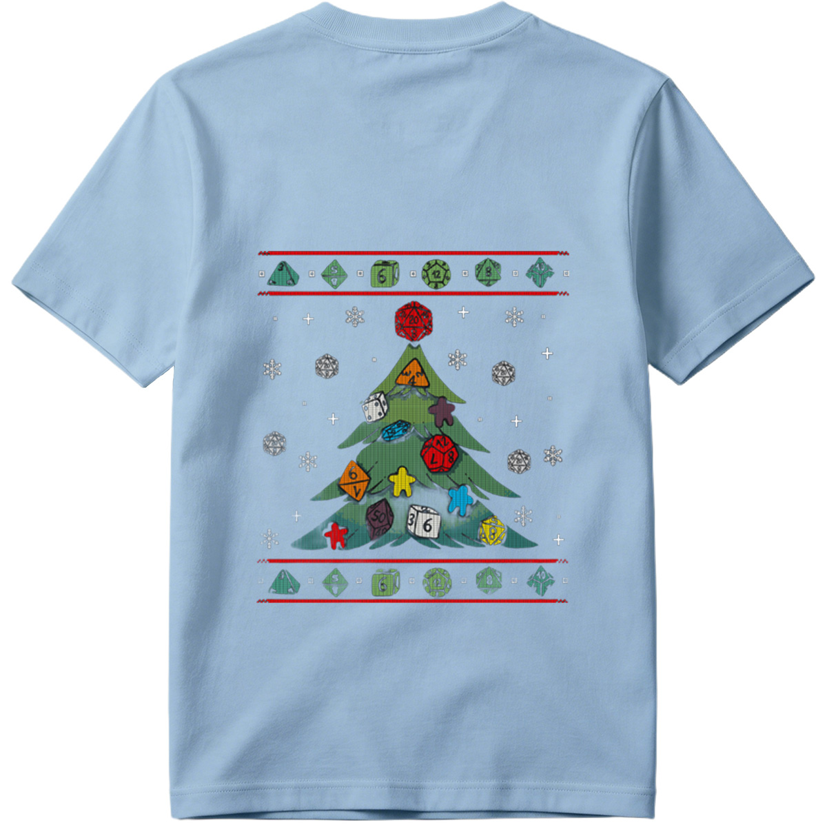 D&D Christmas Tree with Polyhedral Dice Decorations - Tee
