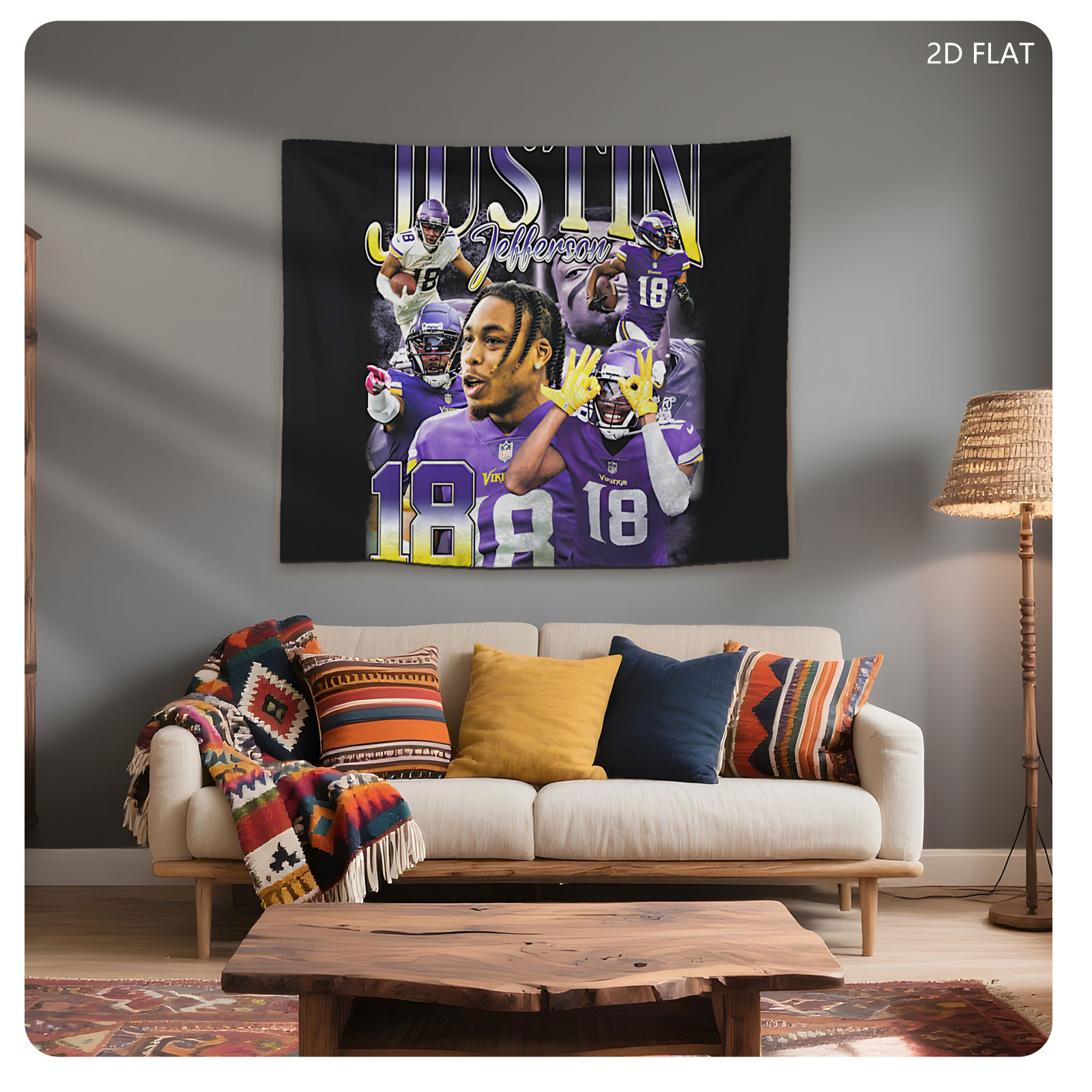 Justin Jefferson Minnesota Vikings NFL Football Player #18 - Tapestry