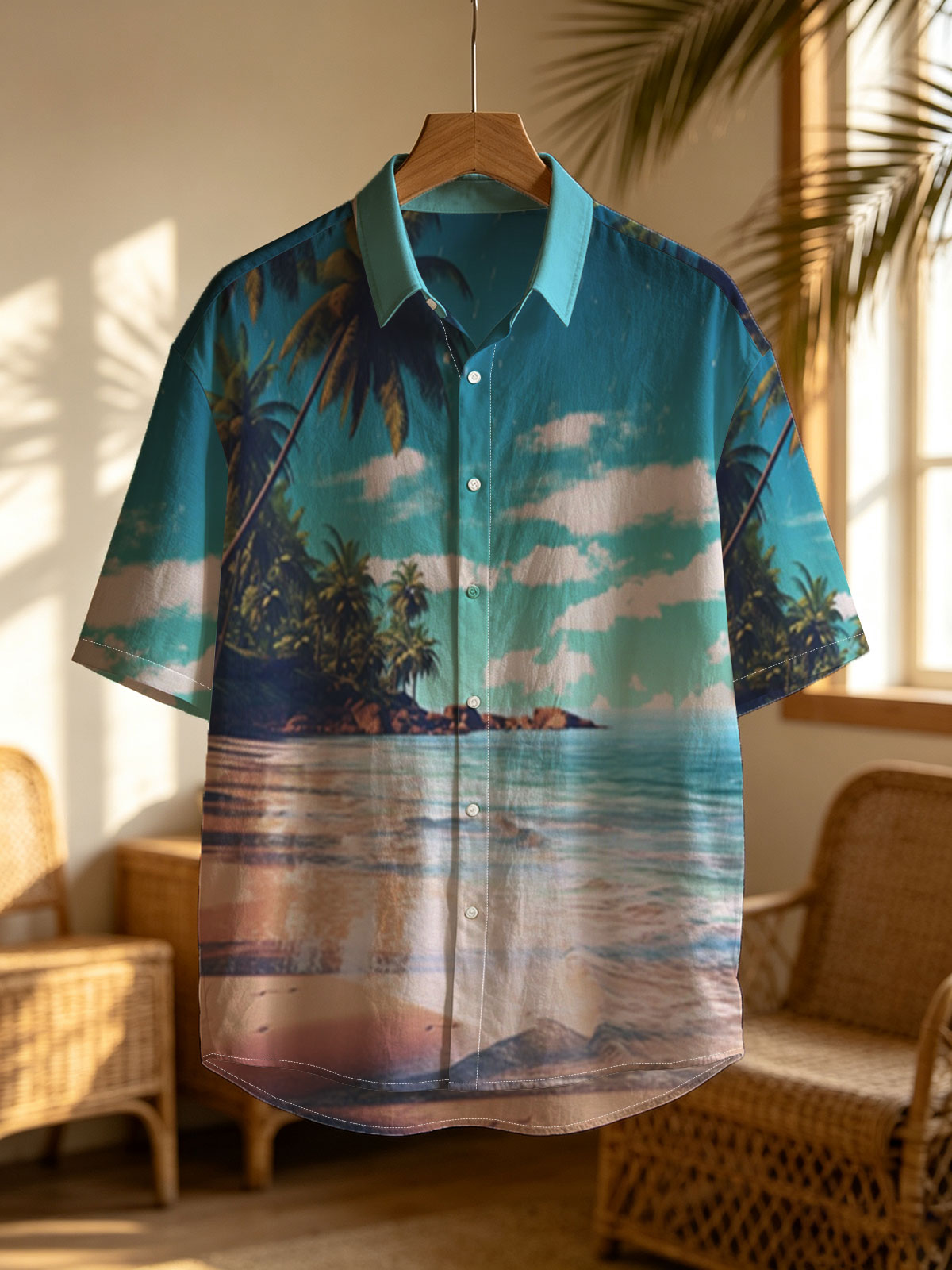 Tropical Beach with Palm Trees and Crystal Clear Water -  Shirt