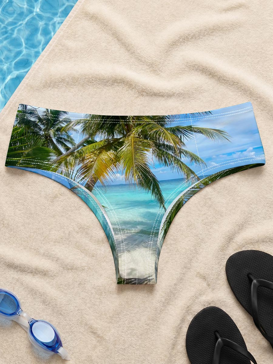 Tropical Beach with Palm Trees and Crystal Clear Water -  Men's swim trunks