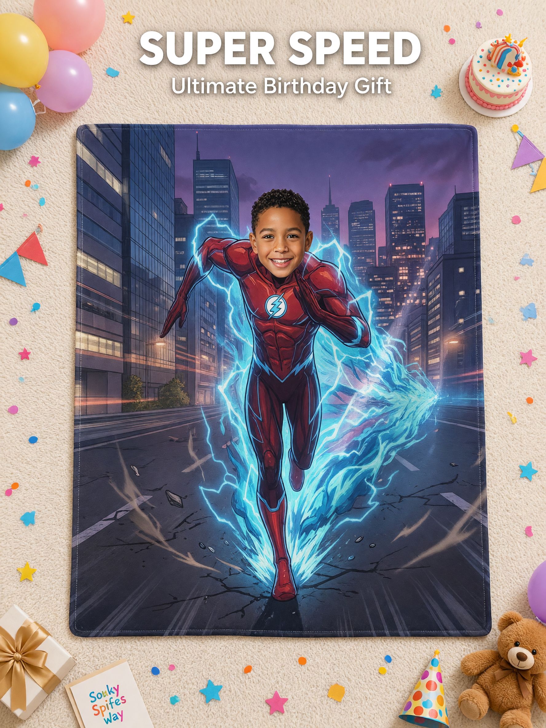 Personalized Superhero Face Photo Blanket Custom Flannel Fleece Throw Soft Hypoallergenic Bed Couch Bedding Gift