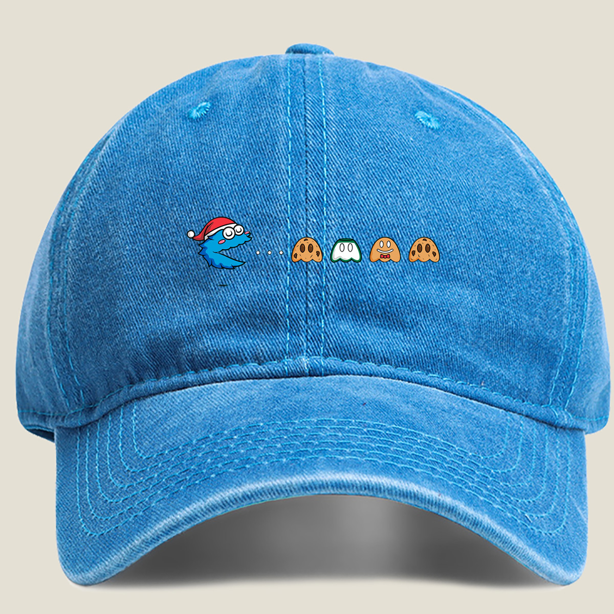 Pac-Man Christmas Adventure - Washed Denim - Baseball Cap