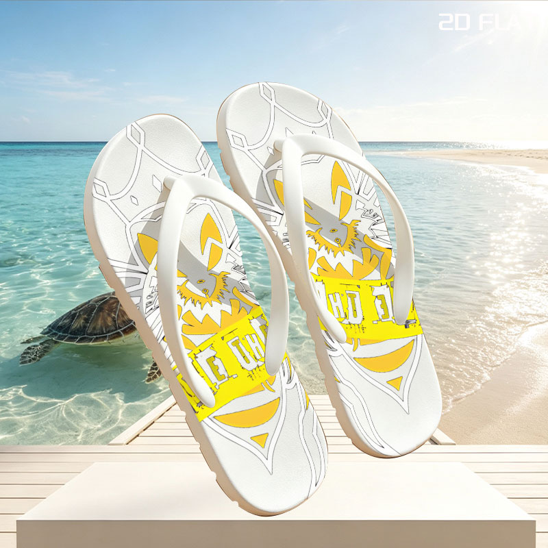 God Save the Queen: Bee with Crown and Yellow Banner -  flip-flops