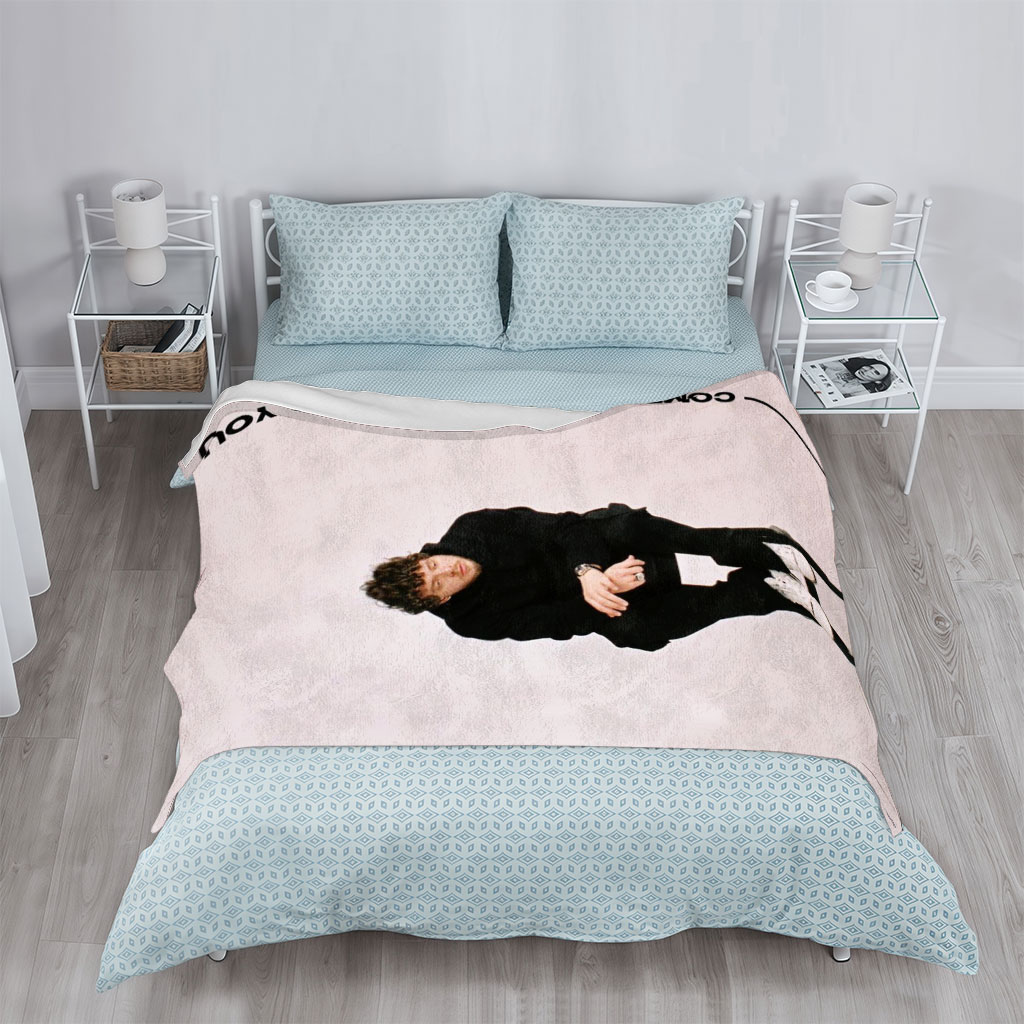 The Kids Come Home Miss You Album Cover Featuring Artist in Black Outfit Sitting on Stool - Blankets