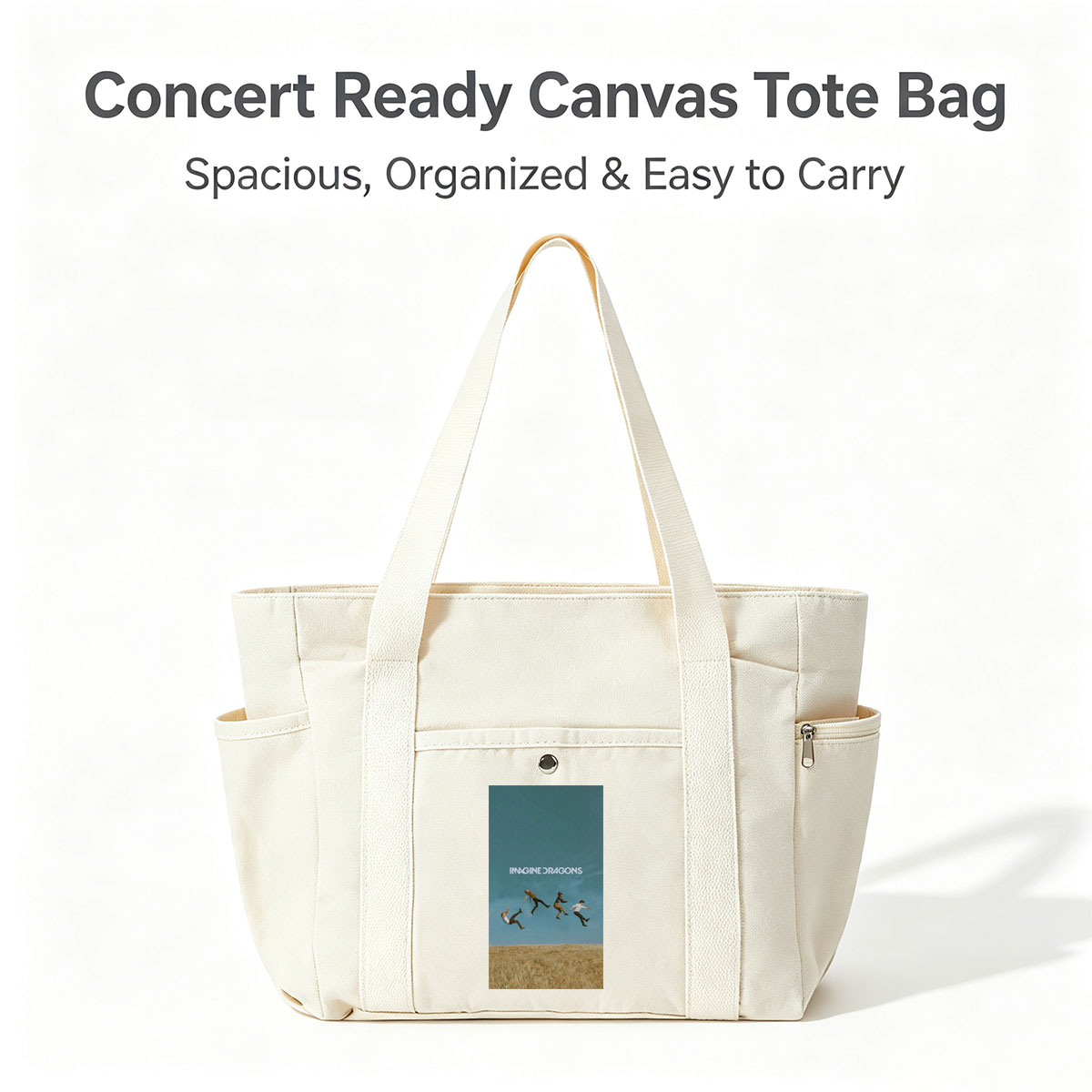 Imagine Dragons Band Members Jumping in a Field Under Blue Sky - Multi-pocket bags