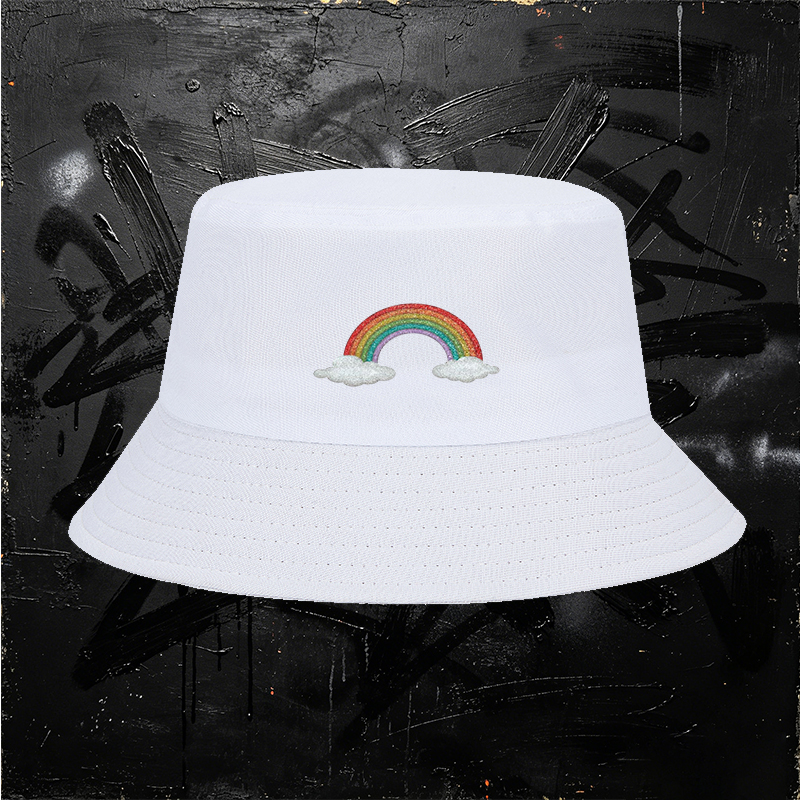 Unisex Rainbow Glitter Bucket Hat with Cloud Design - Classic Fisherman Hat for Outdoor Activities, Beach, Travel, and Casual Wear - Perfect for Youth, Adults, and Fashion Lovers Seeking Vibrant Style
