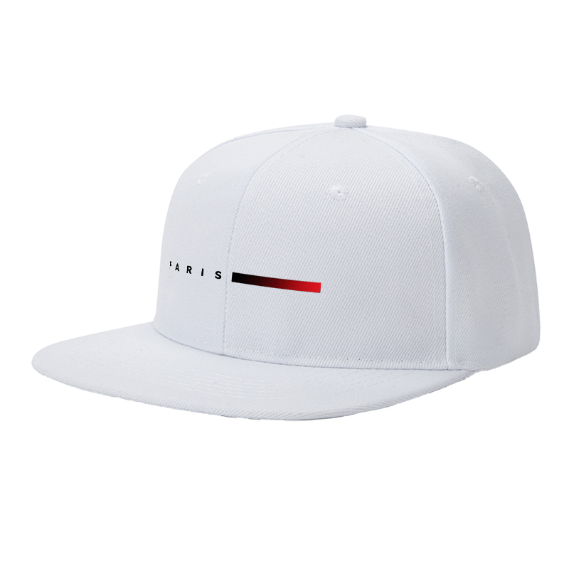 Flat Brim Baseball Cap Paris Minimalist Red Gradient Logo Streetwear Underground Skate Style for Urban Basketball Courts Skate Parks and City Streets Designed for Skaters Rappers and Streetwear Enthusiasts