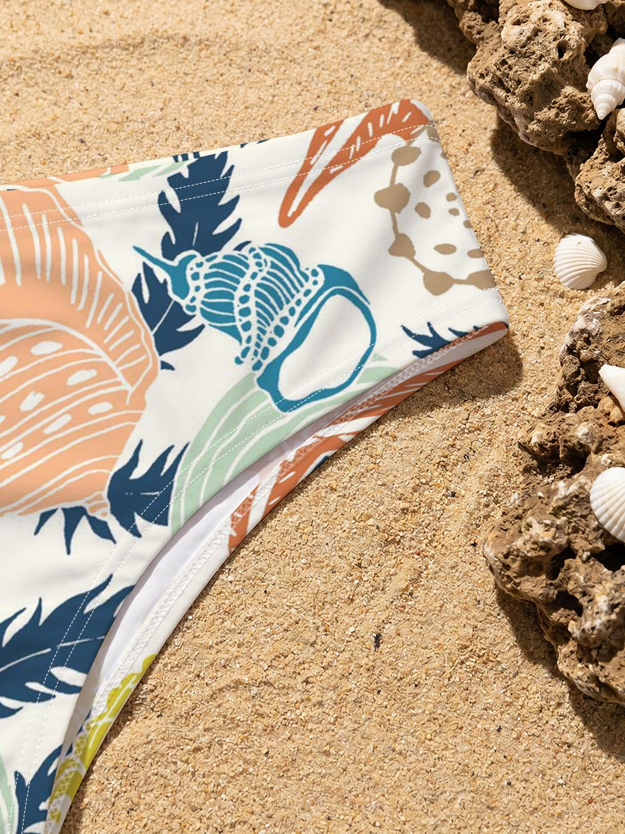Seashells, Starfish, and Seaweed Pattern -  Men's swim trunks