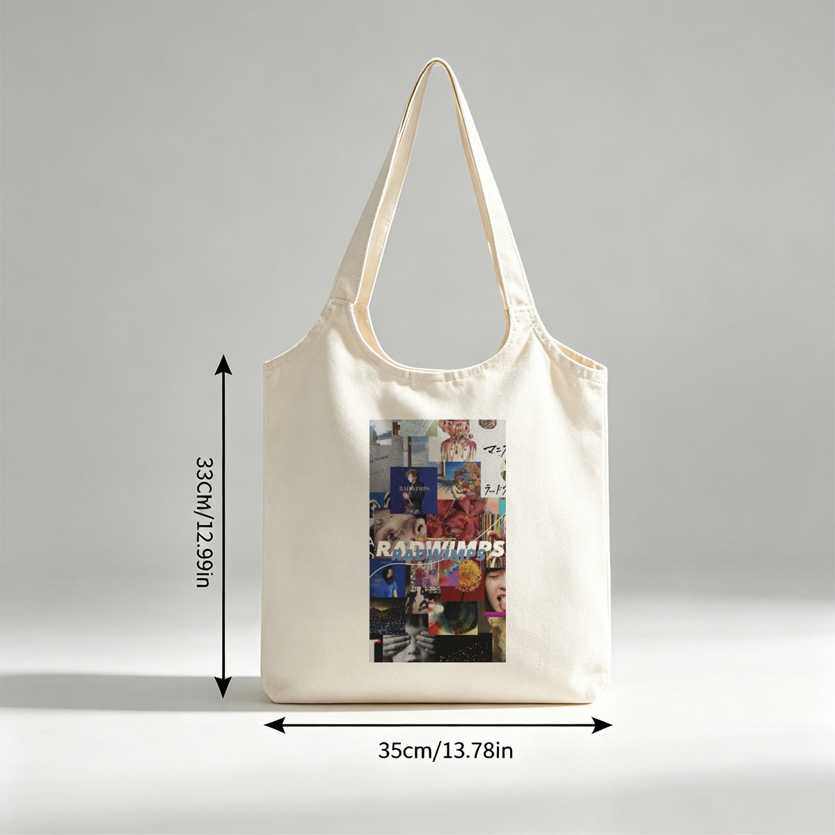 RADWIMPS Collage Artwork Featuring Band Members and Vibrant Visual Elements - Canvas shoulder bags/