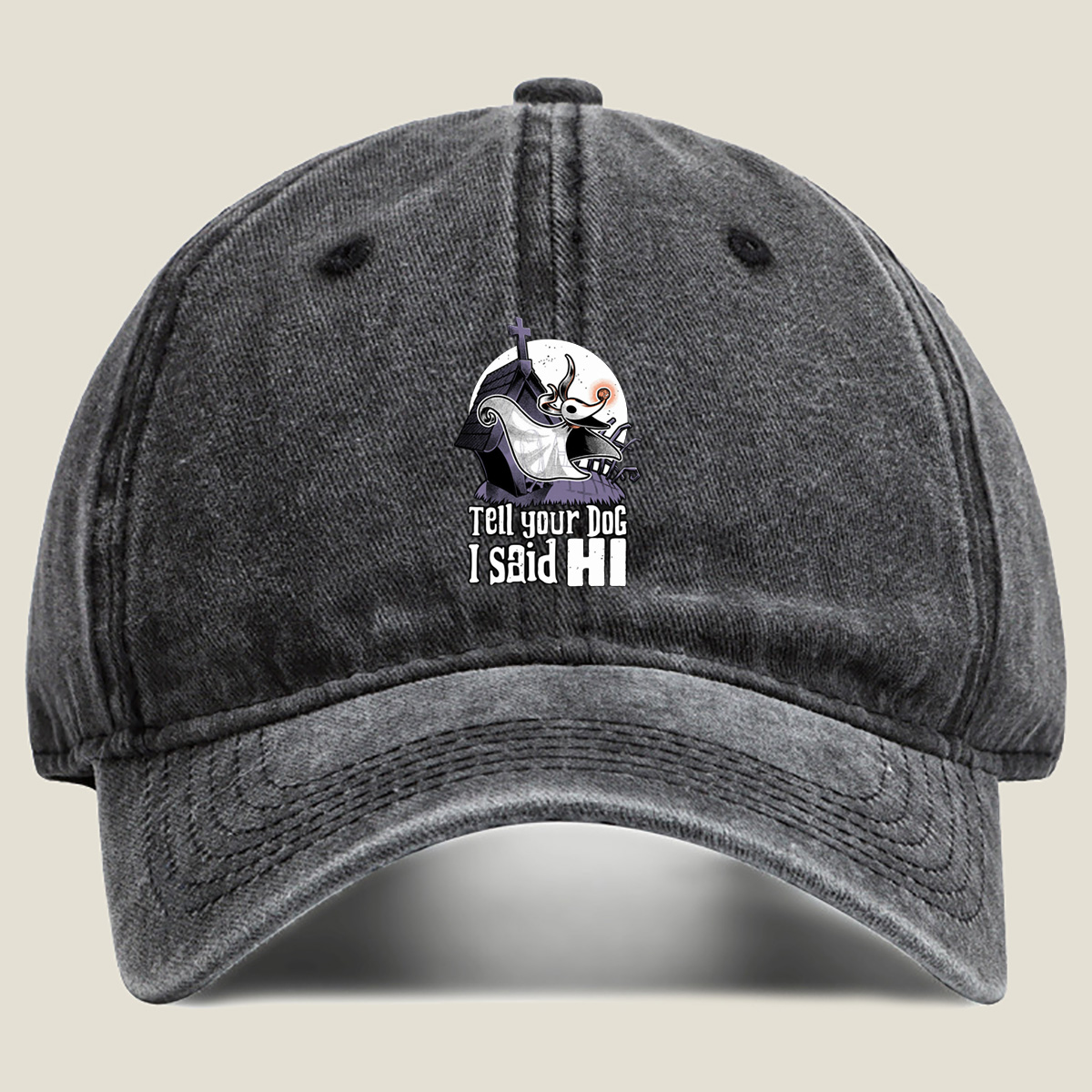 The Nightmare Before Christmas Jack Skellington Tell Your Dog I Said Hi - Washed Denim - Baseball Cap