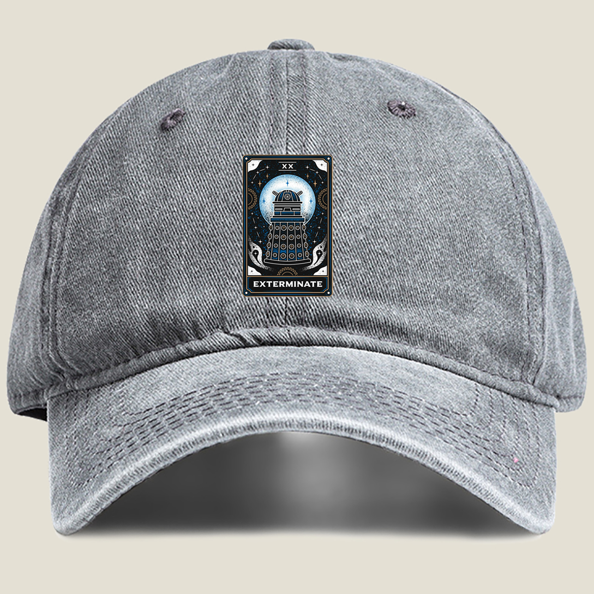 Dalek Exterminate Tarot Card - Washed Denim - Baseball Cap