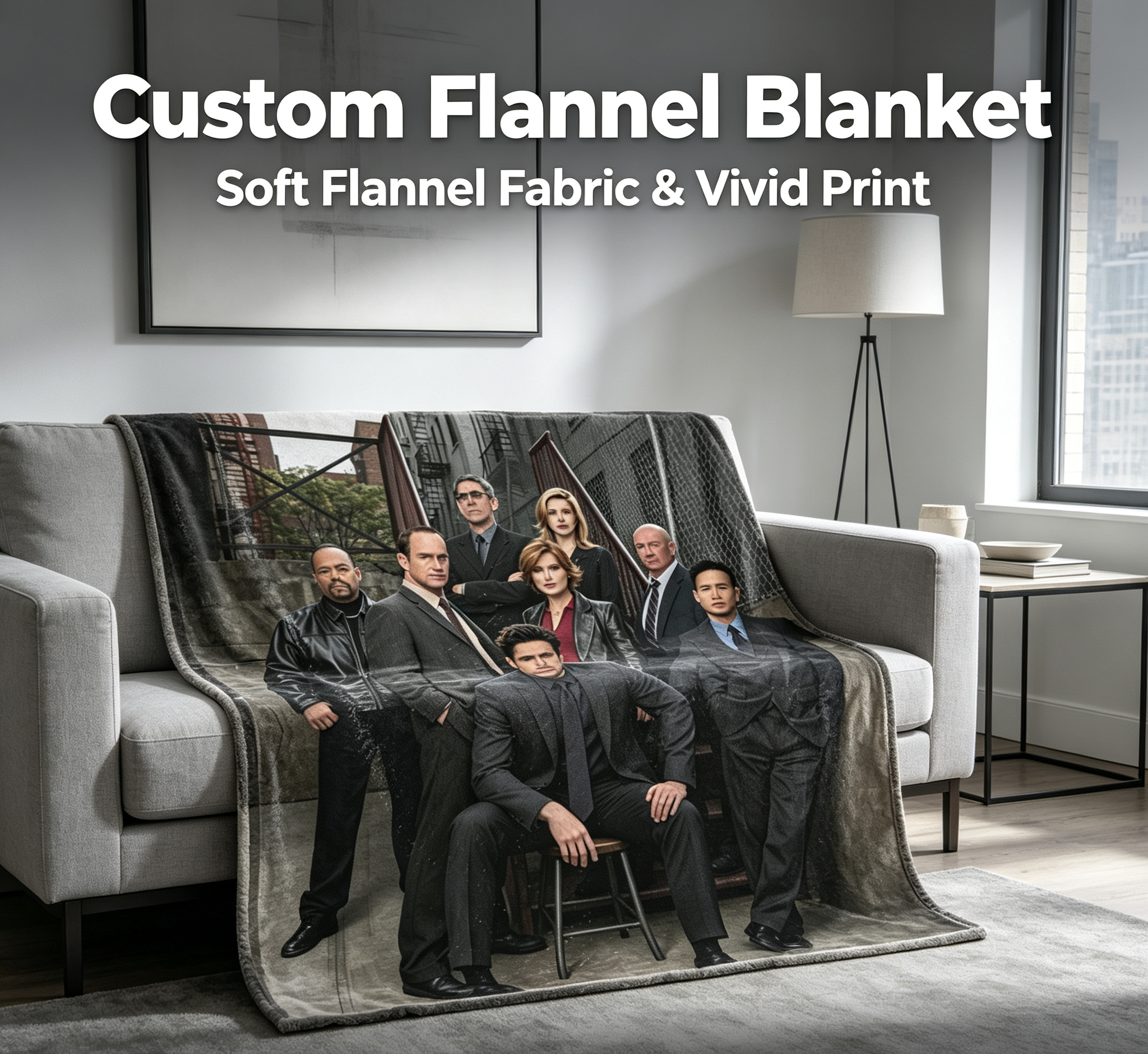 Custom Face Blanket - Law & Order: Special Victims Unit Cast Flannel Blanket for Cozy Nights, Perfect Gift or Giveaway for Fans