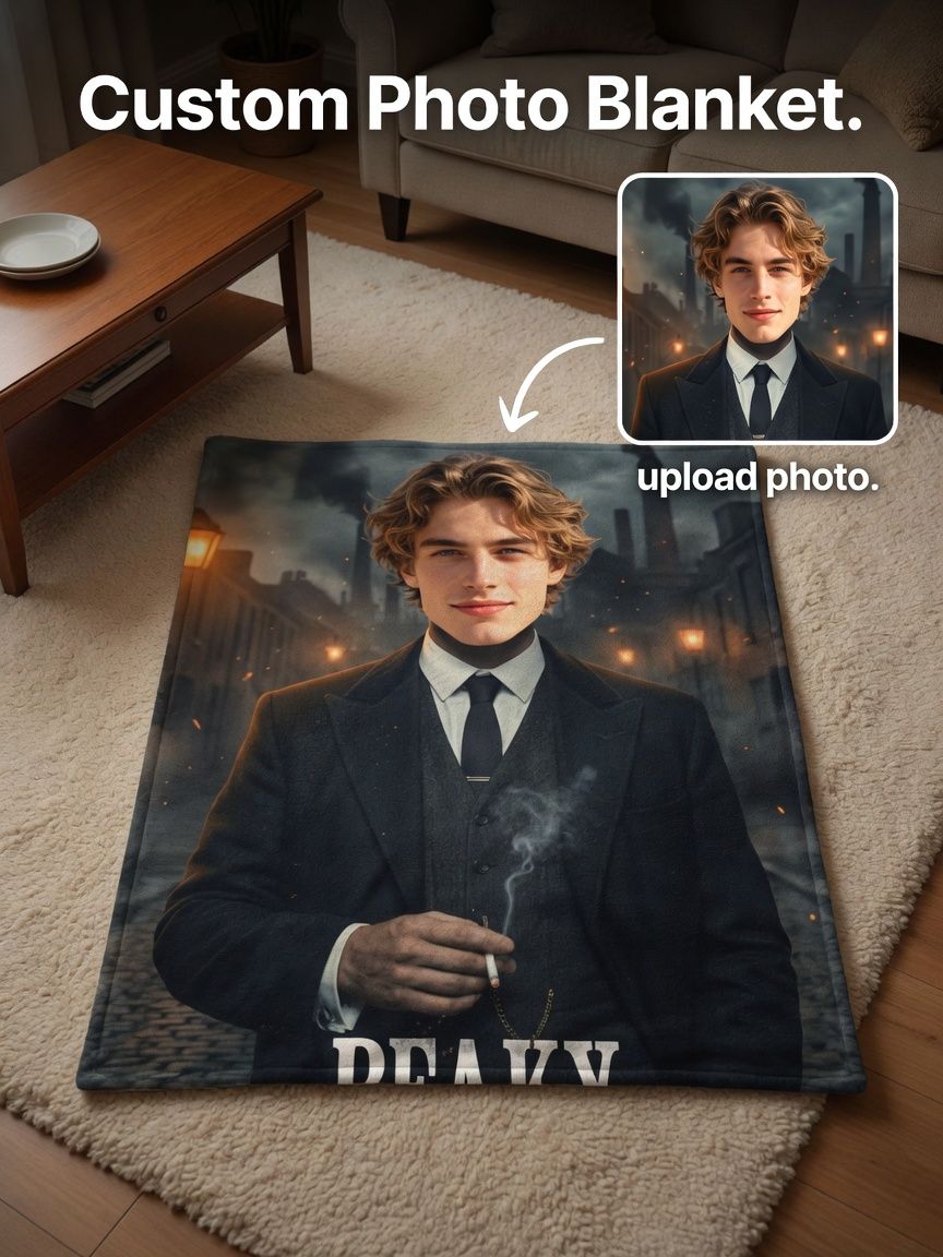 Custom Photo Portrait Flannel Blanket Personalized Picture Throw Ultra Soft Warm Fleece for Couch Bed Ideal Gift