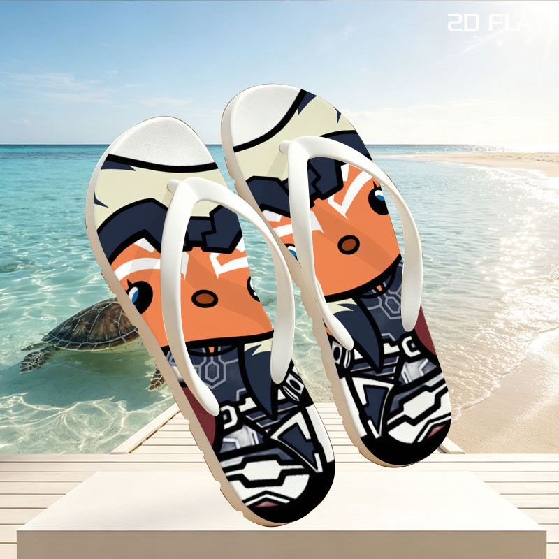 Ahsoka Tano Chibi with Dual Blue Lightsabers -  flip-flops