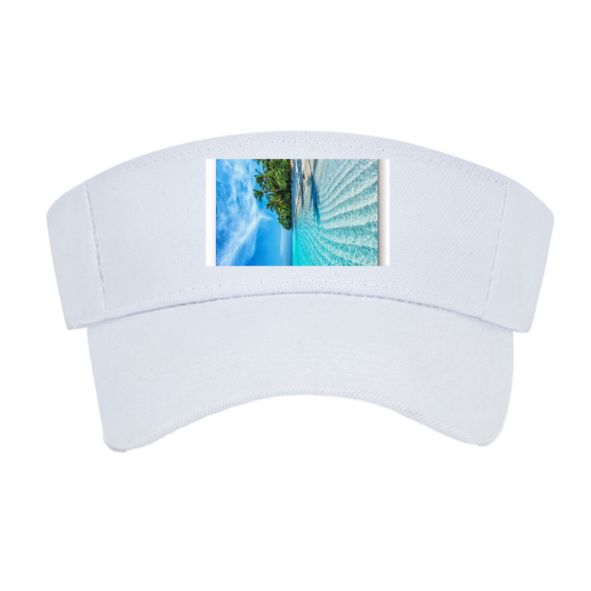 Tropical Beach with Crystal Clear Water and Palm Trees -  Visor cap