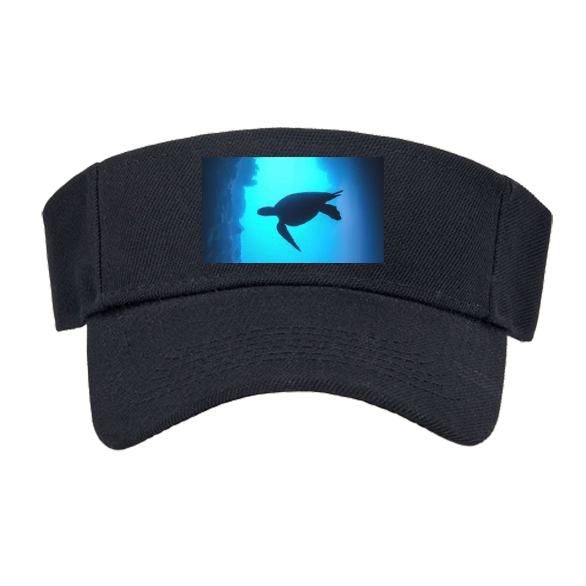 Sea turtle glides through a sunlit underwater cave. -  Visor cap