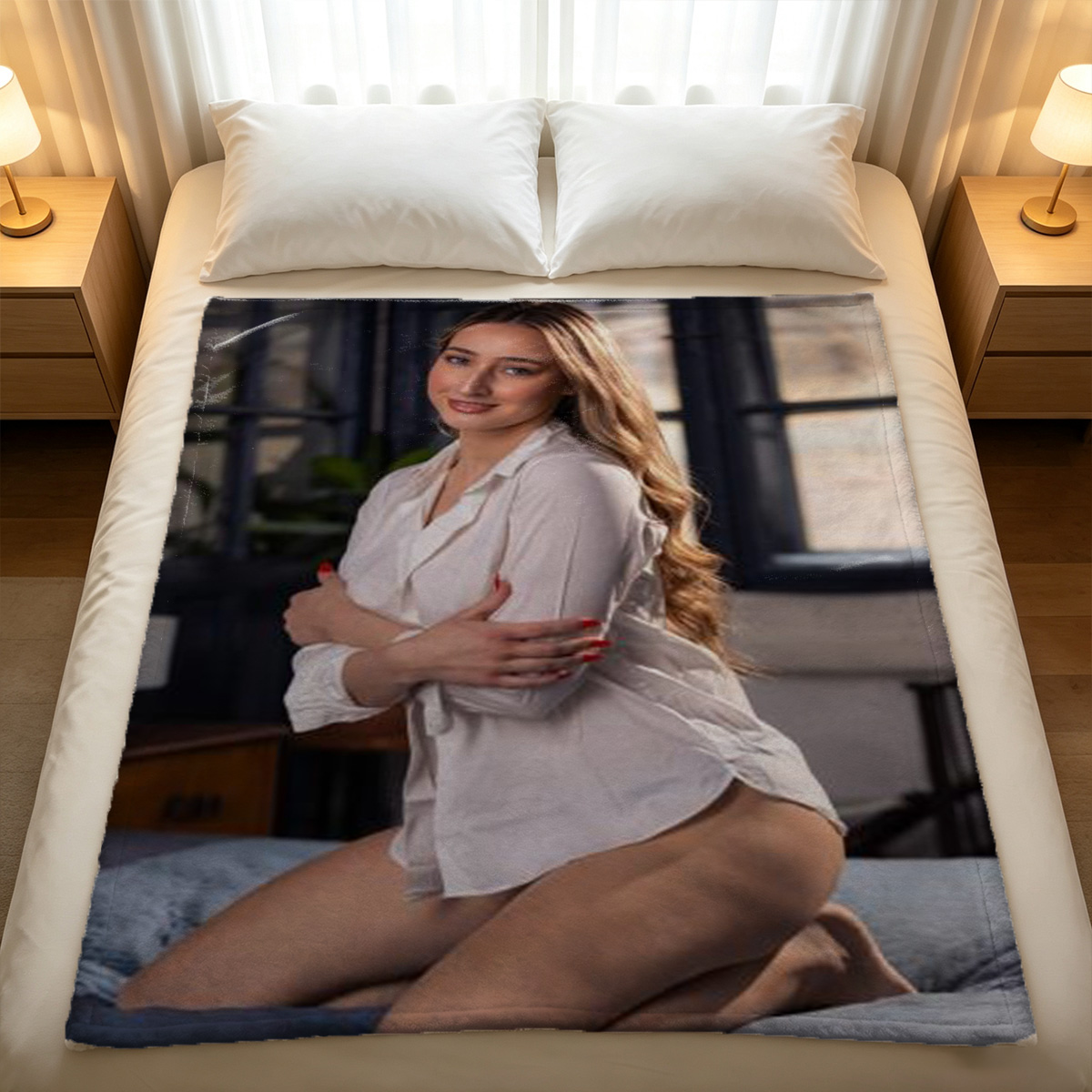 A woman in Bobo thong panties standing in a kitchen. - Blanket