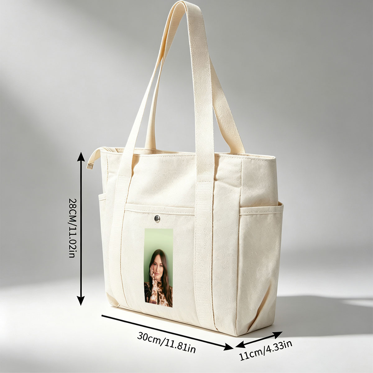 Kendall Rae - Portrait - Woman with Long Brown Hair Wearing Tie-Dye Top Against Green Background - Multi-pocket bags