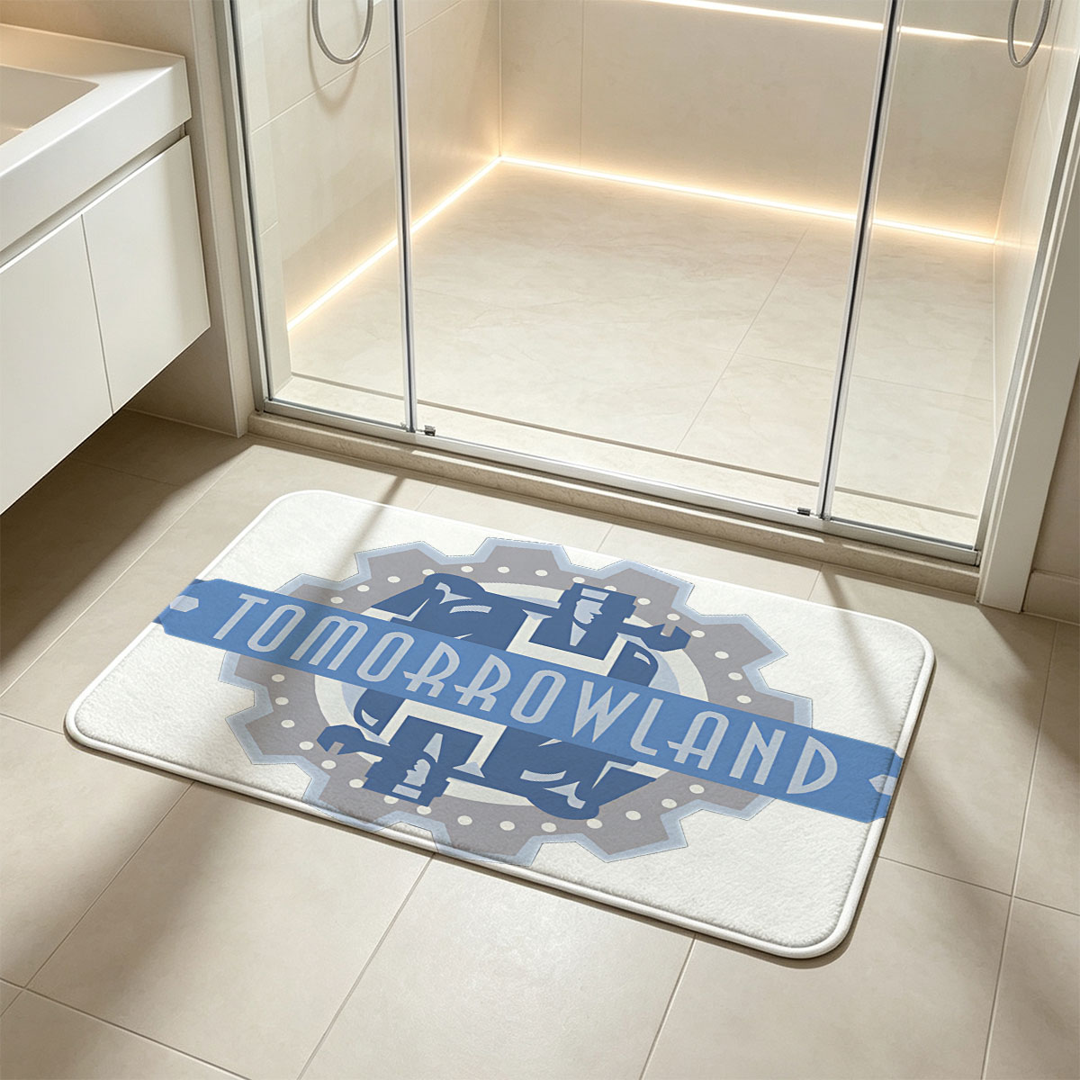 Tomorrowland Festival Logo with Gear and Robot Design - Flannel floor mat