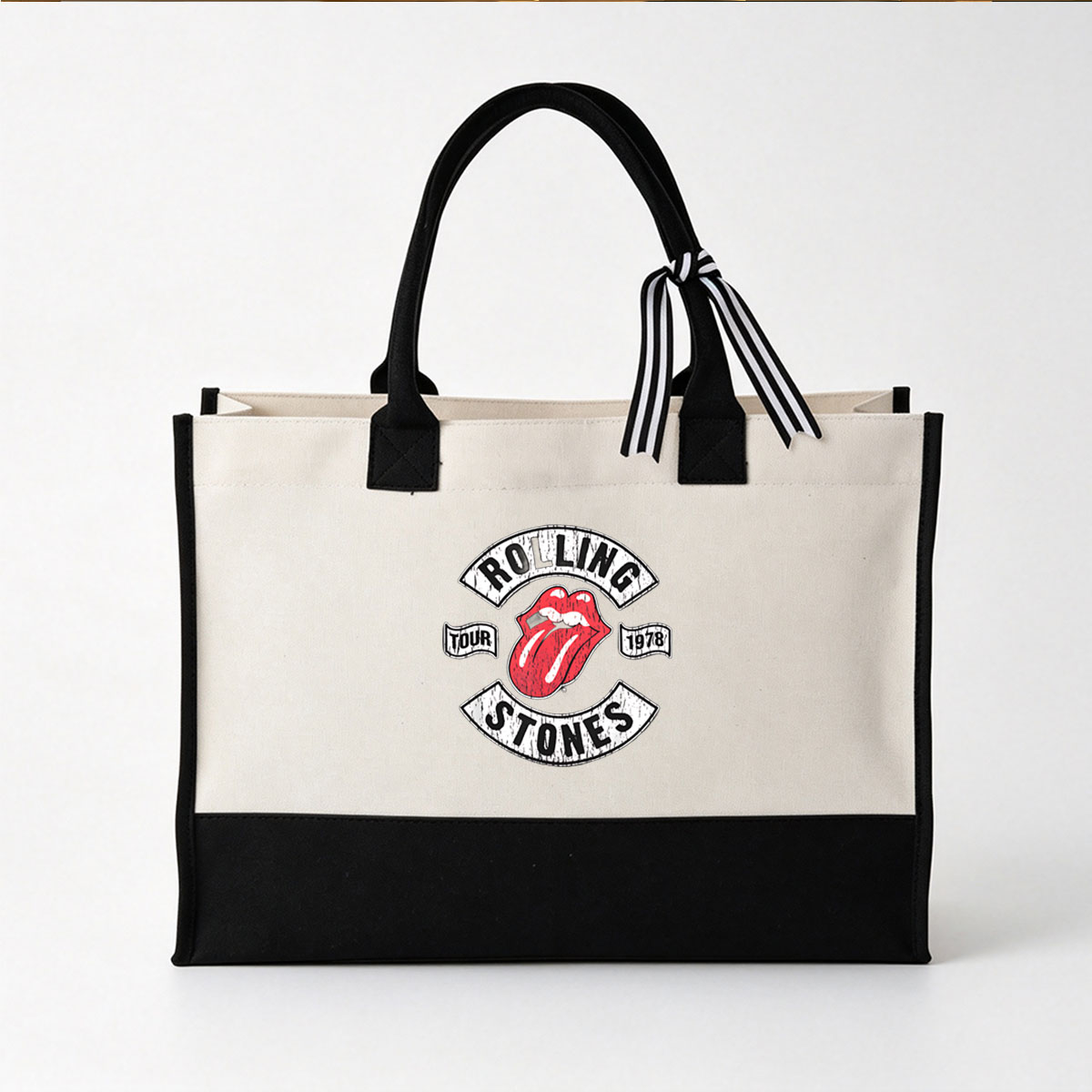 Rolling Stones 1978 Tour Logo - Canvas patchwork gift tote bag