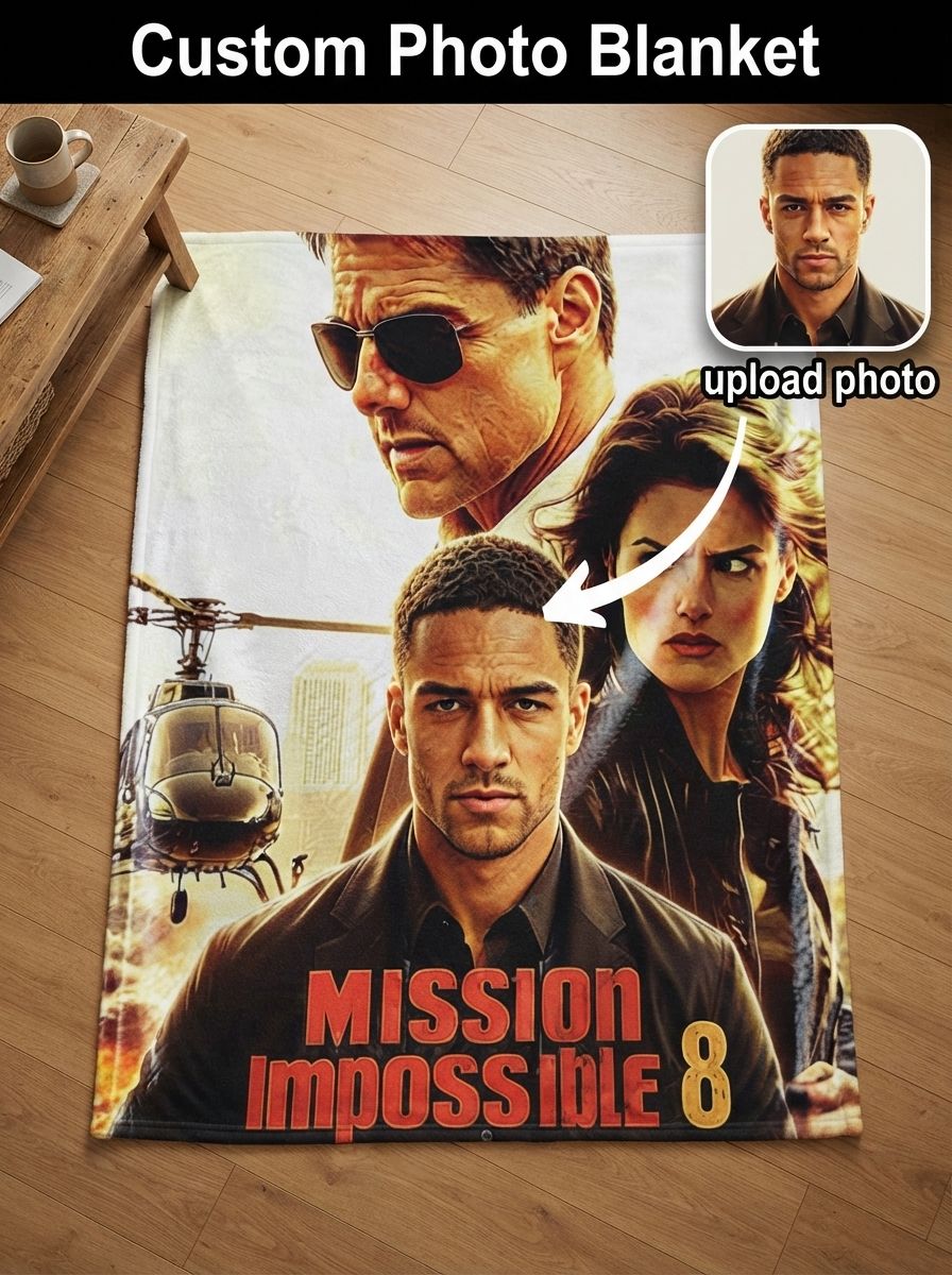 Custom Photo Face Flannel Throw Blanket Personalized Action Movie Graphic Soft Cozy Warm Plush Bed Couch Blanket Gift