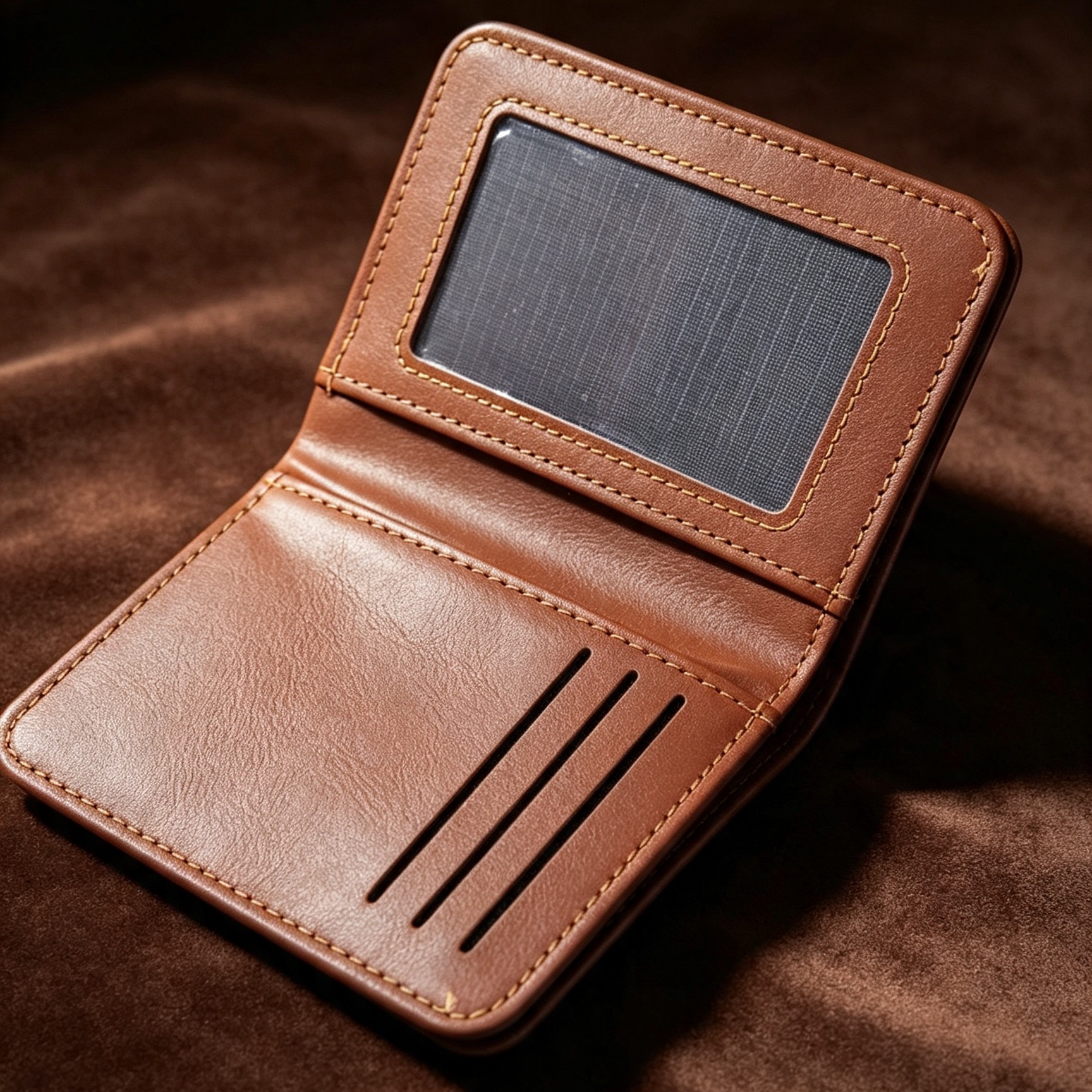 {title} Vertical Slim Leather Wallet Overview