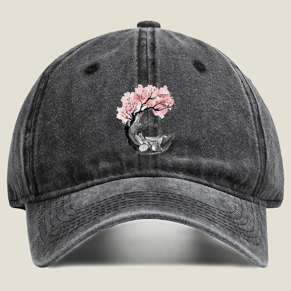 My Neighbor Totoro: Mei and Totoro Under Cherry Blossoms - Washed Denim - Baseball Cap