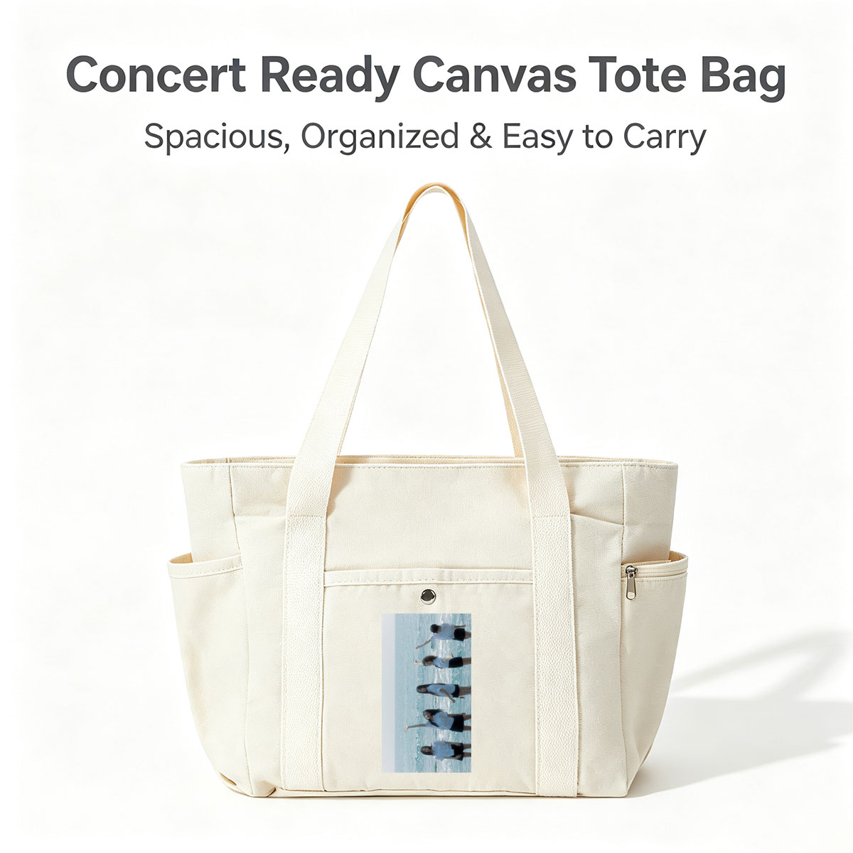 NewJeans Standing in Ocean Waves Wearing White Shirts and Black Skirts - Multi-pocket bags