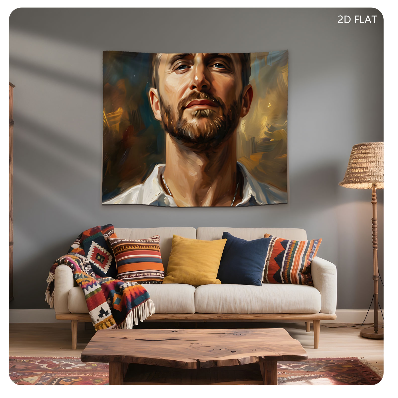 Portrait of a Man with Bearded Face and White Shirt - Tapestry
