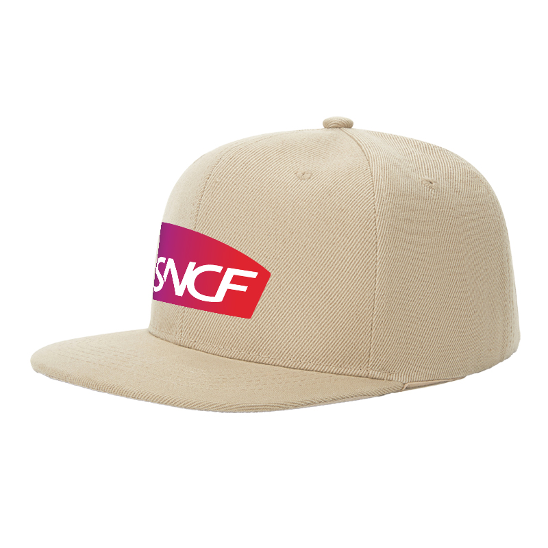 Flat Brim Baseball Cap SNCF Logo Print Streetwear Underground Skate Style for Basketball Court Skate Park Urban Riders and Hip Hop Artists