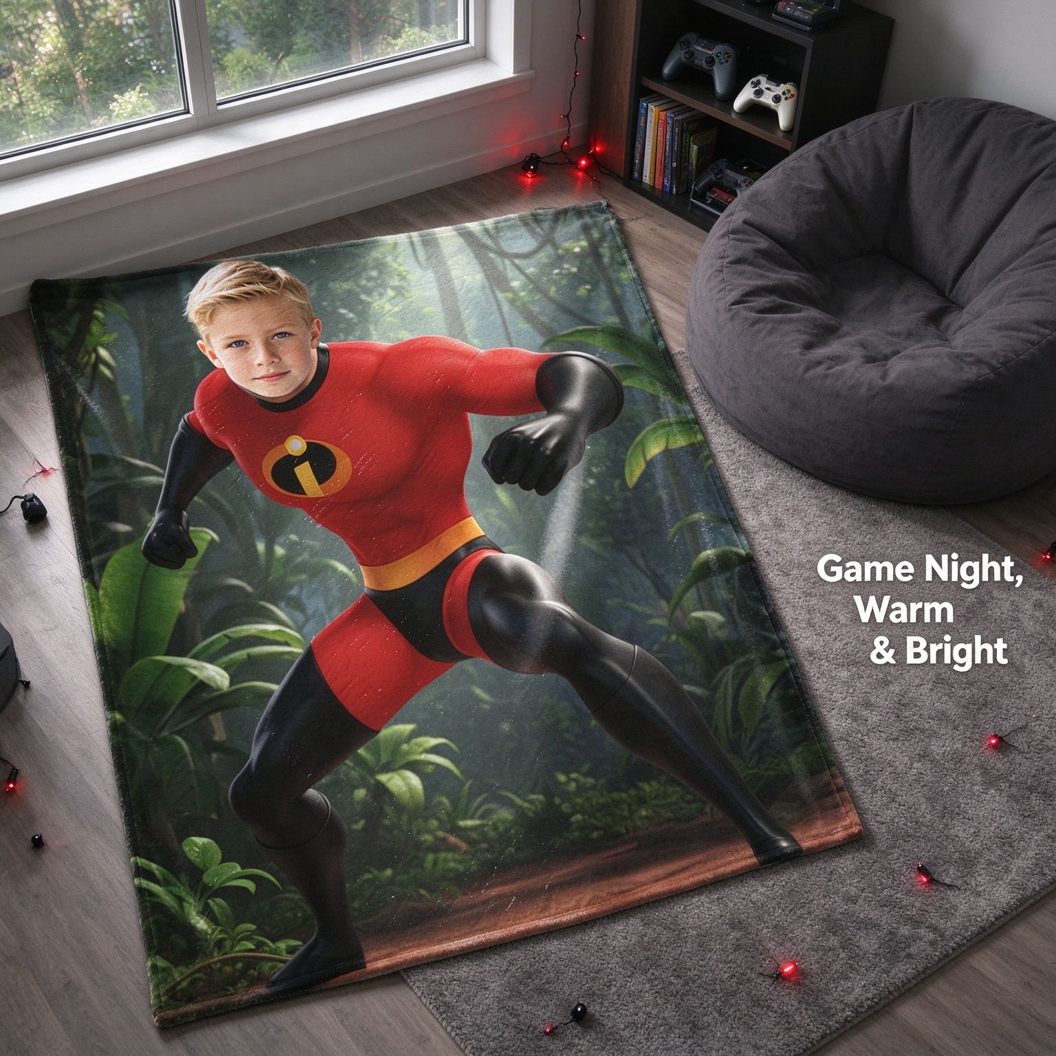 Custom Face Superhero Flannel Blanket, Personalized Photo Plush Throw for Couch and Bed, Cozy Skin-Friendly Gift