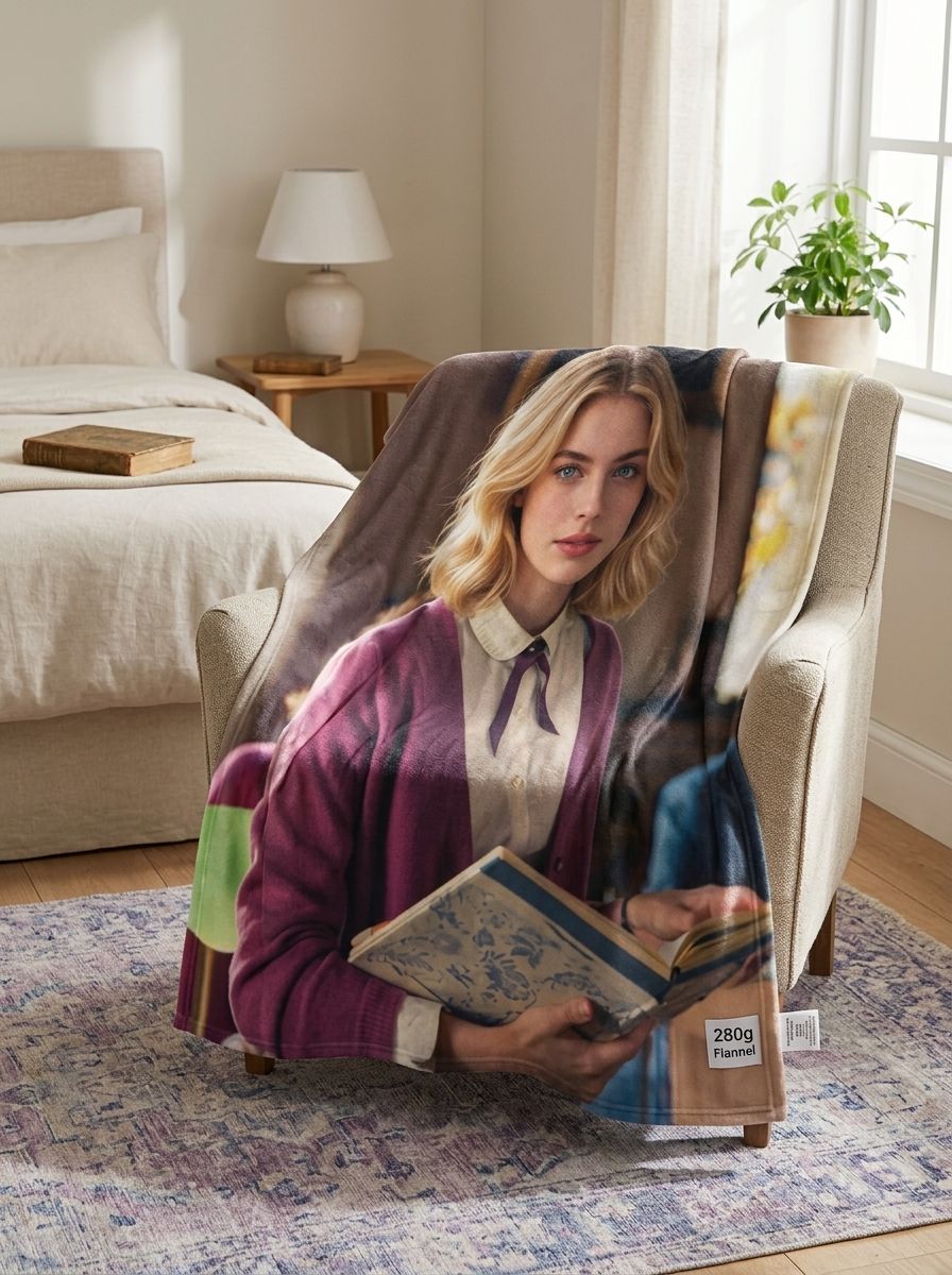 Custom Photo Face Blanket, Personalized Ultra-Soft Flannel Fleece Throw, Anti-Pilling Cozy Bed Blanket for Gift