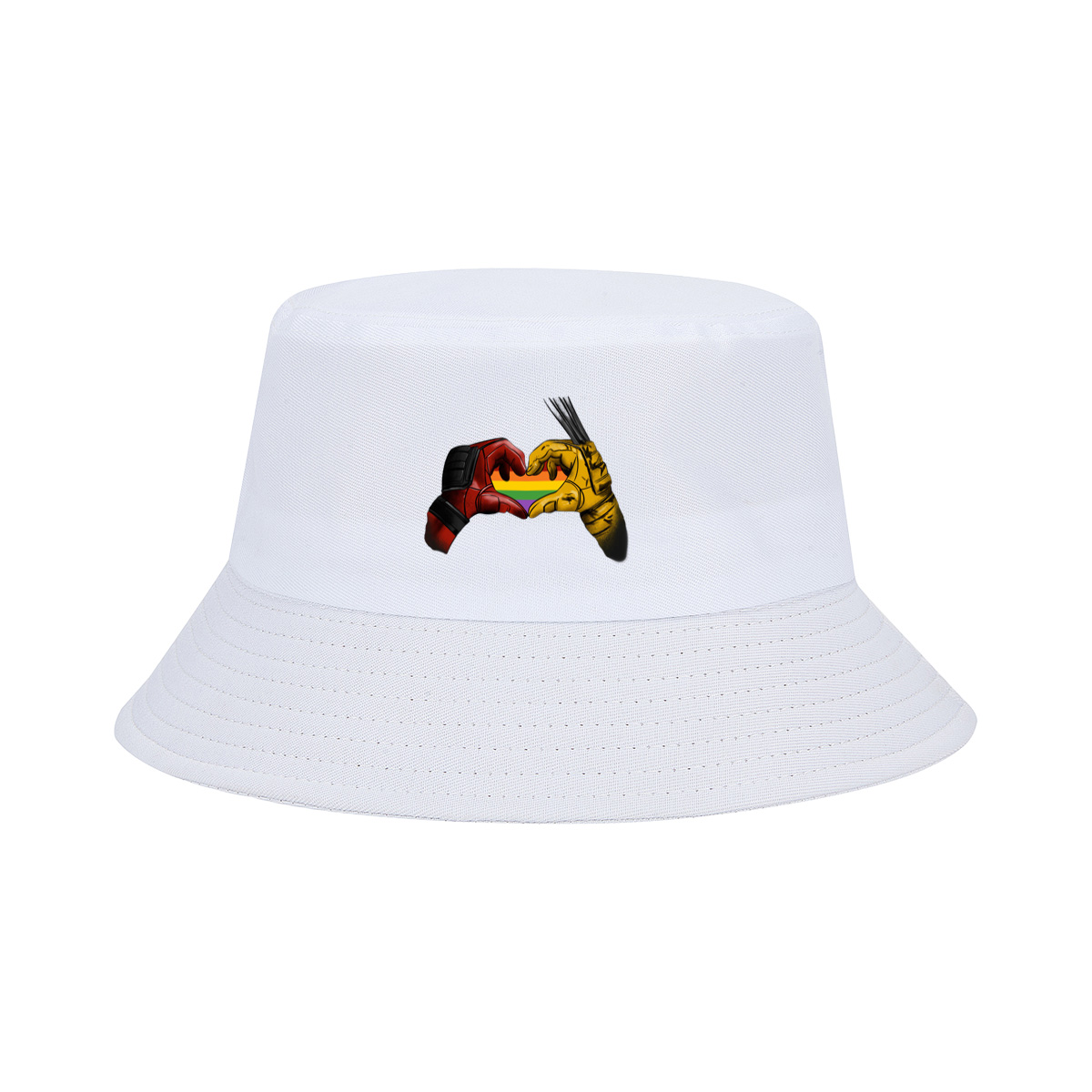 Deadpool and Wolverine Form a Rainbow Heart - Fisherman's Hat