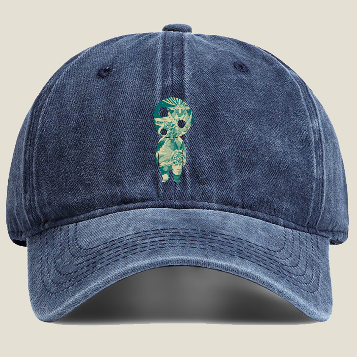 Princess Mononoke: San and Moro in KAWS Style - Washed Denim - Baseball Cap