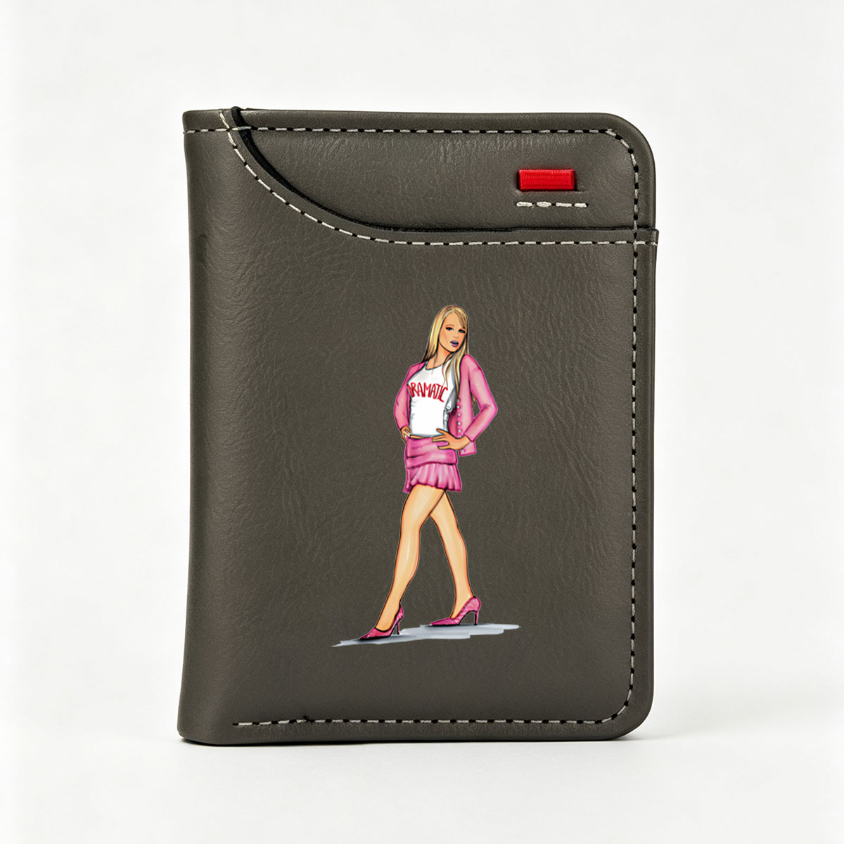 Blonde Woman in Pink Outfit with 