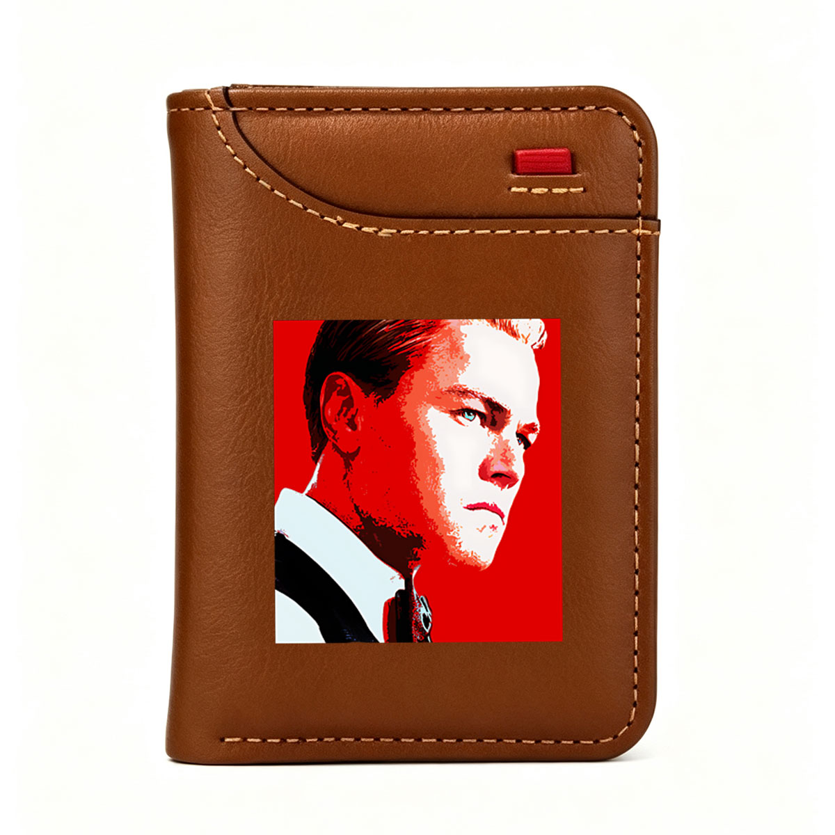 Leonardo DiCaprio in a Bold Red Portrait Style - Vertical Style Wallet