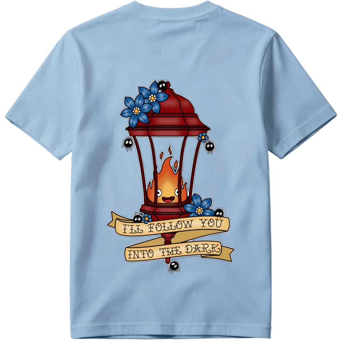 Lantern Flame with Blue Flowers and Moths: 