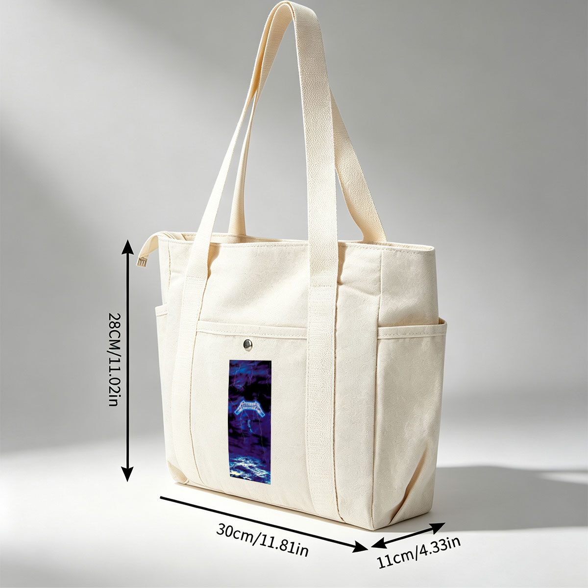 Metallica Stormy Sky Lightning Over Ocean Scene - Multi-pocket bags