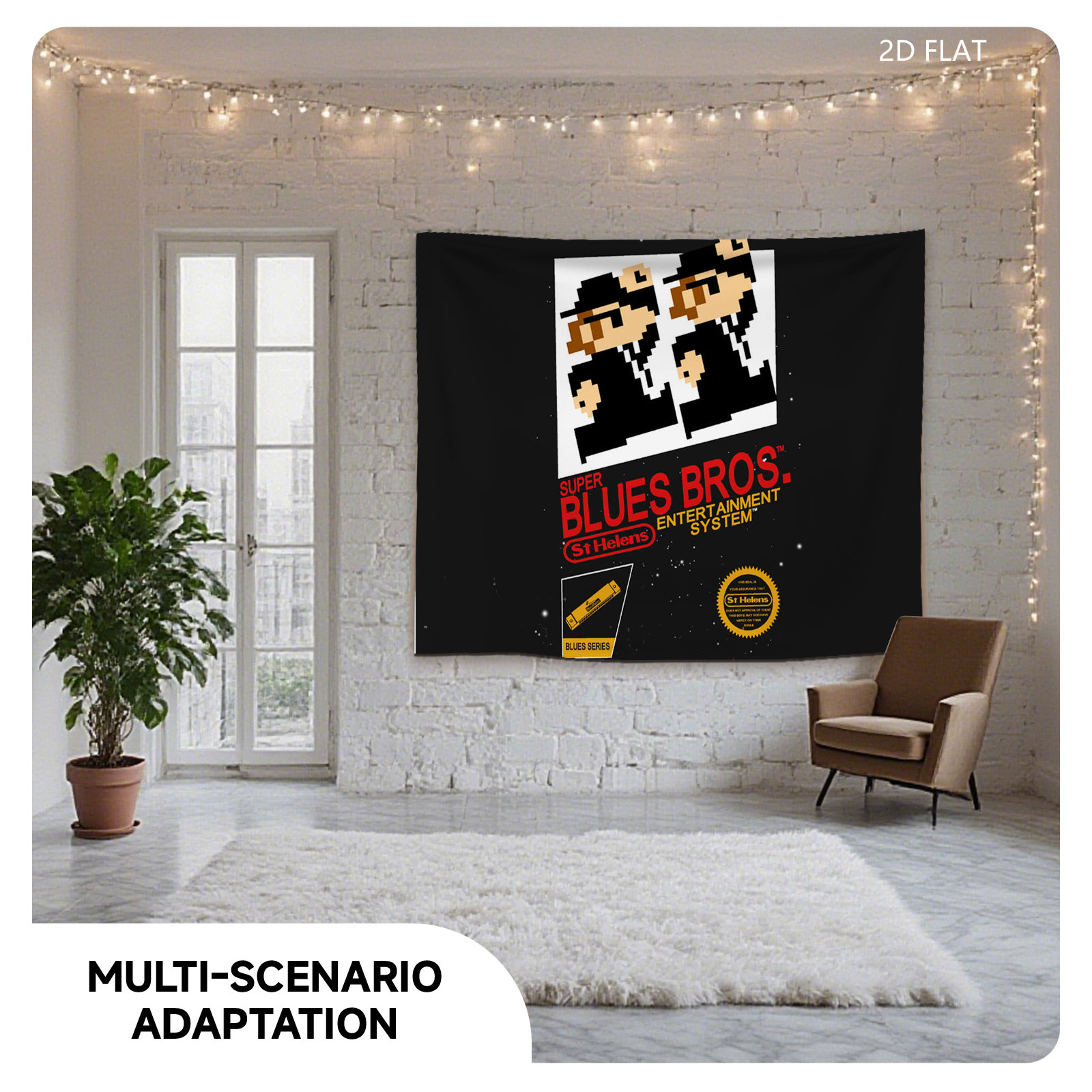 Super Blues Bros. Entertainment System: St Helens Blues Series Pixel Art Design - Tapestry