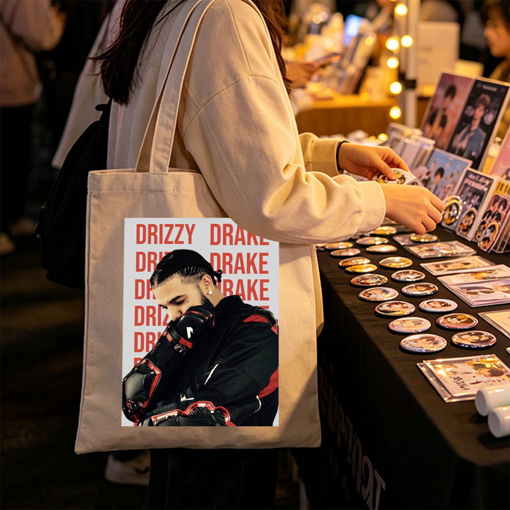 Drake in a Protective Gear Pose with Red and Black Motocross Suit Against Repeating 