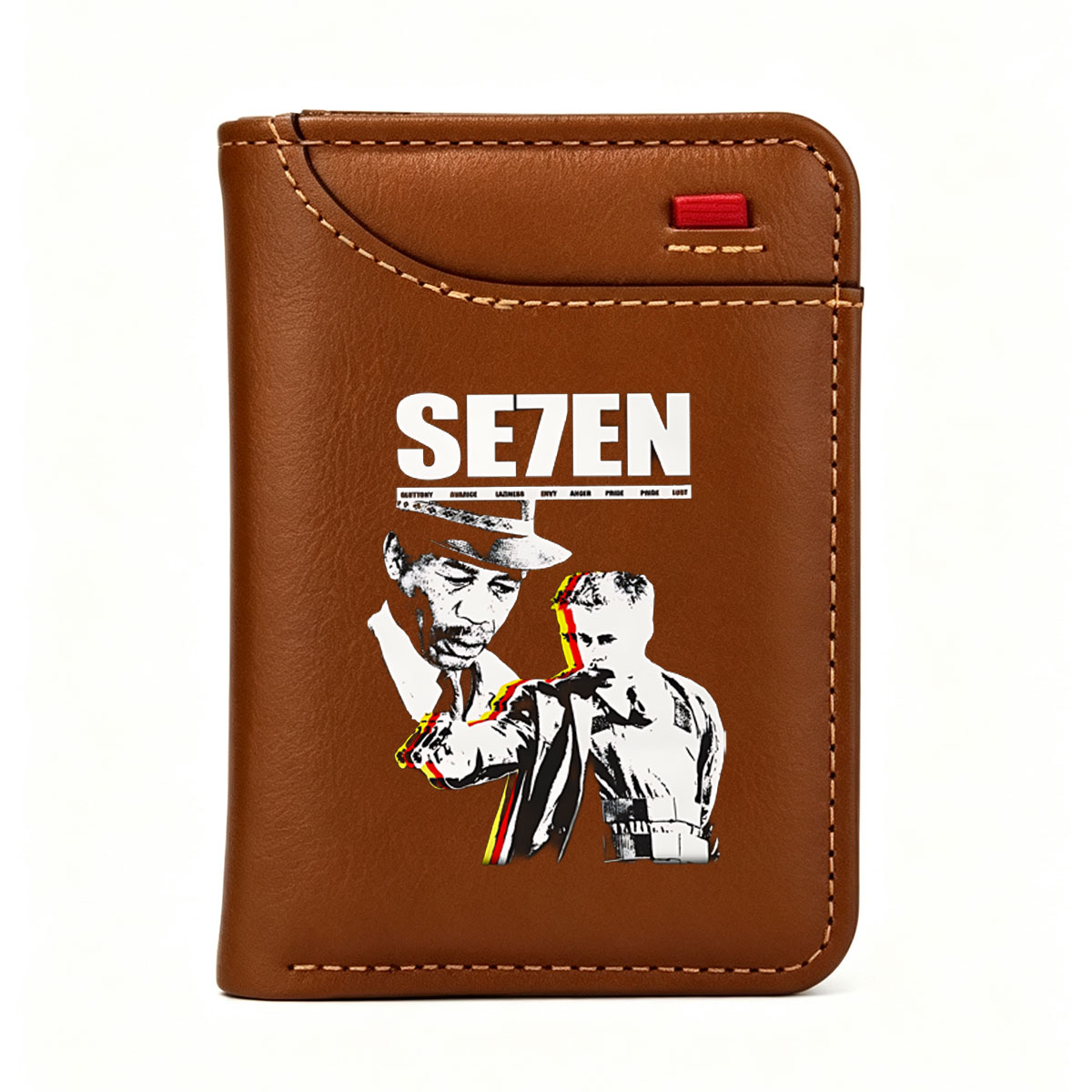 SE7EN: Morgan Freeman & Brad Pitt in Crime Thriller - Vertical Style Wallet