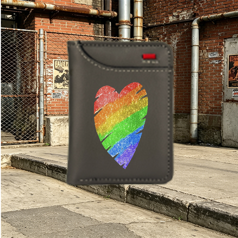 Unisex Vertical Wallet with Rainbow Heart Glitter Print | Compact RFID-Blocking Wallet for Everyday Use, Perfect for LGBTQ+ Pride Events, Travel, and Daily Carry | Ideal Gift for Adults Seeking Stylish and Functional Wallets