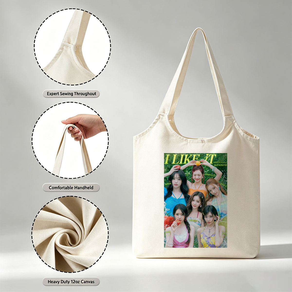 BABYMONSTER Summer Vibes in Colorful Outfits with Fruits and Nature Background - Canvas shoulder bags/
