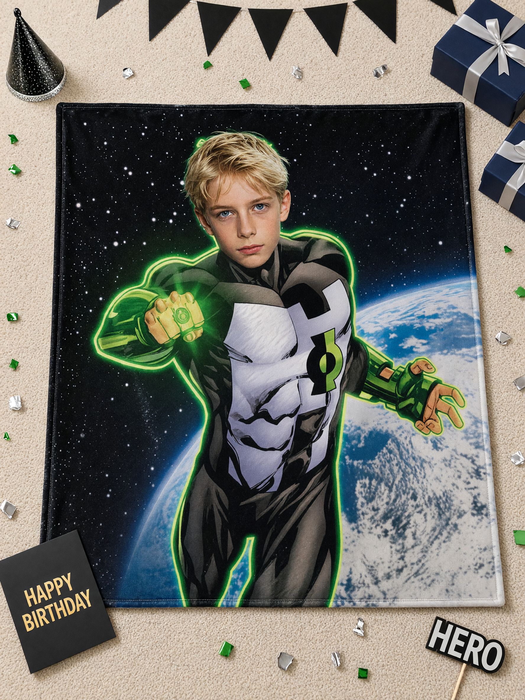 Custom Face Superhero Flannel Blanket, Personalized Photo Comic Hero Throw, Cozy Soft Plush Bed Sofa Blanket Gift