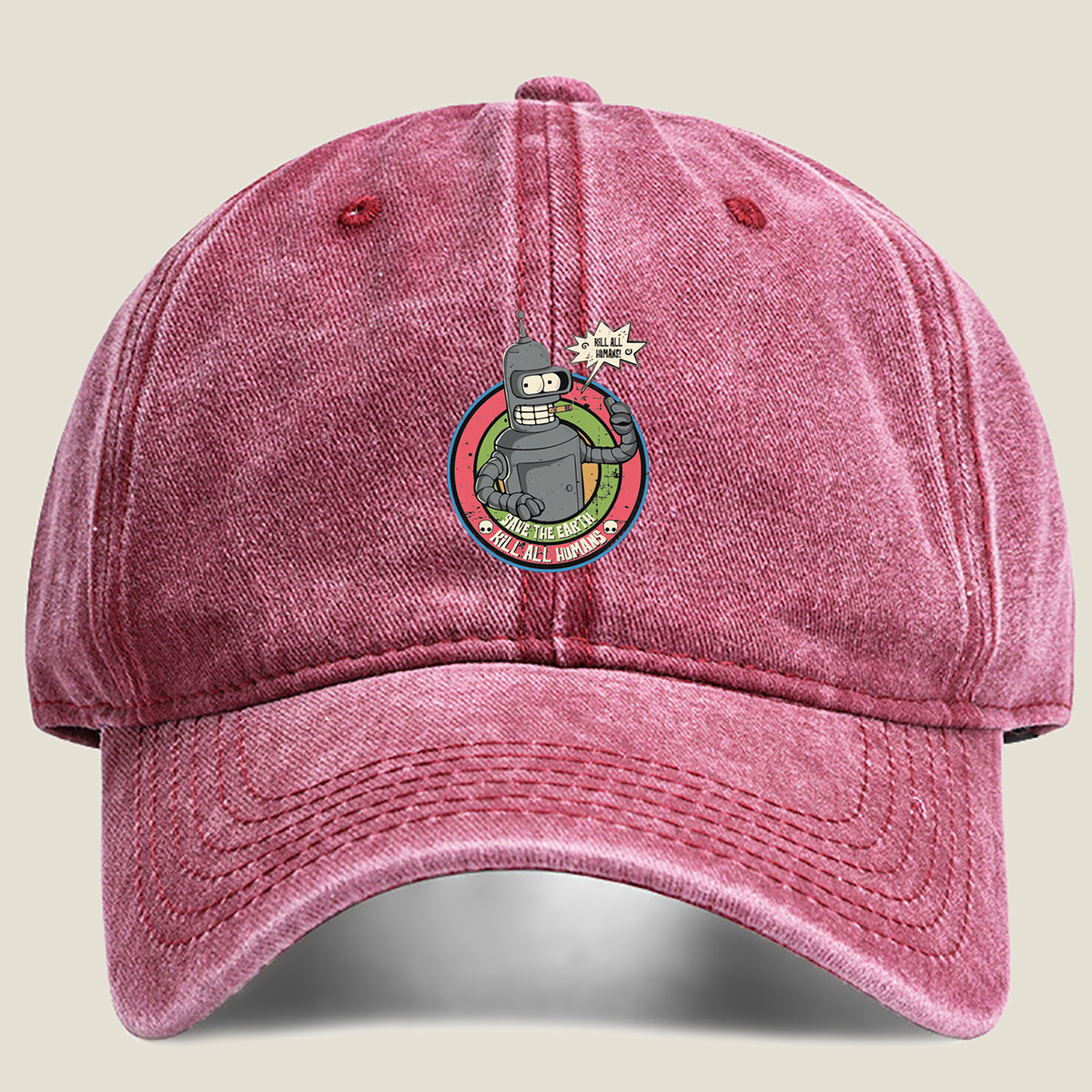 Futurama Bender: Save the Earth, Kill All Humans - Washed Denim - Baseball Cap