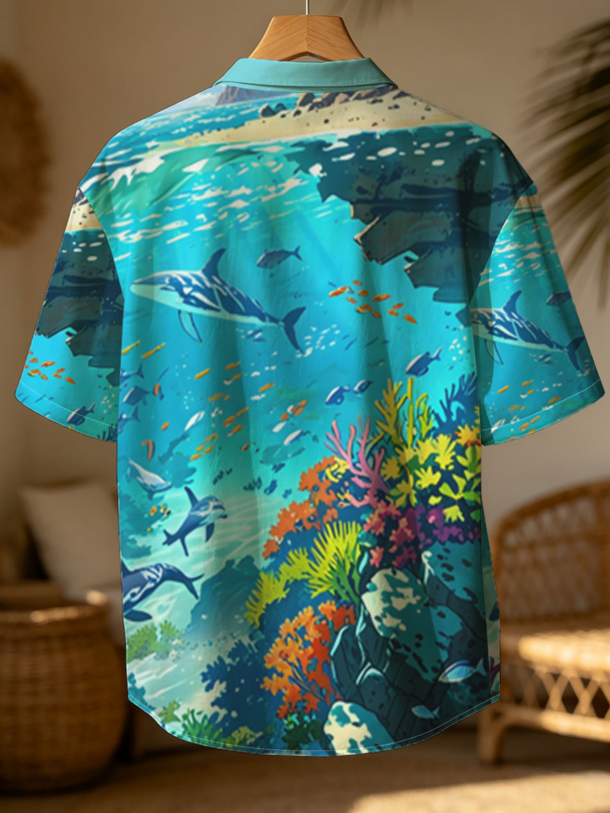 Vibrant Coral Reef with Dolphins and Tropical Fish -  Shirt