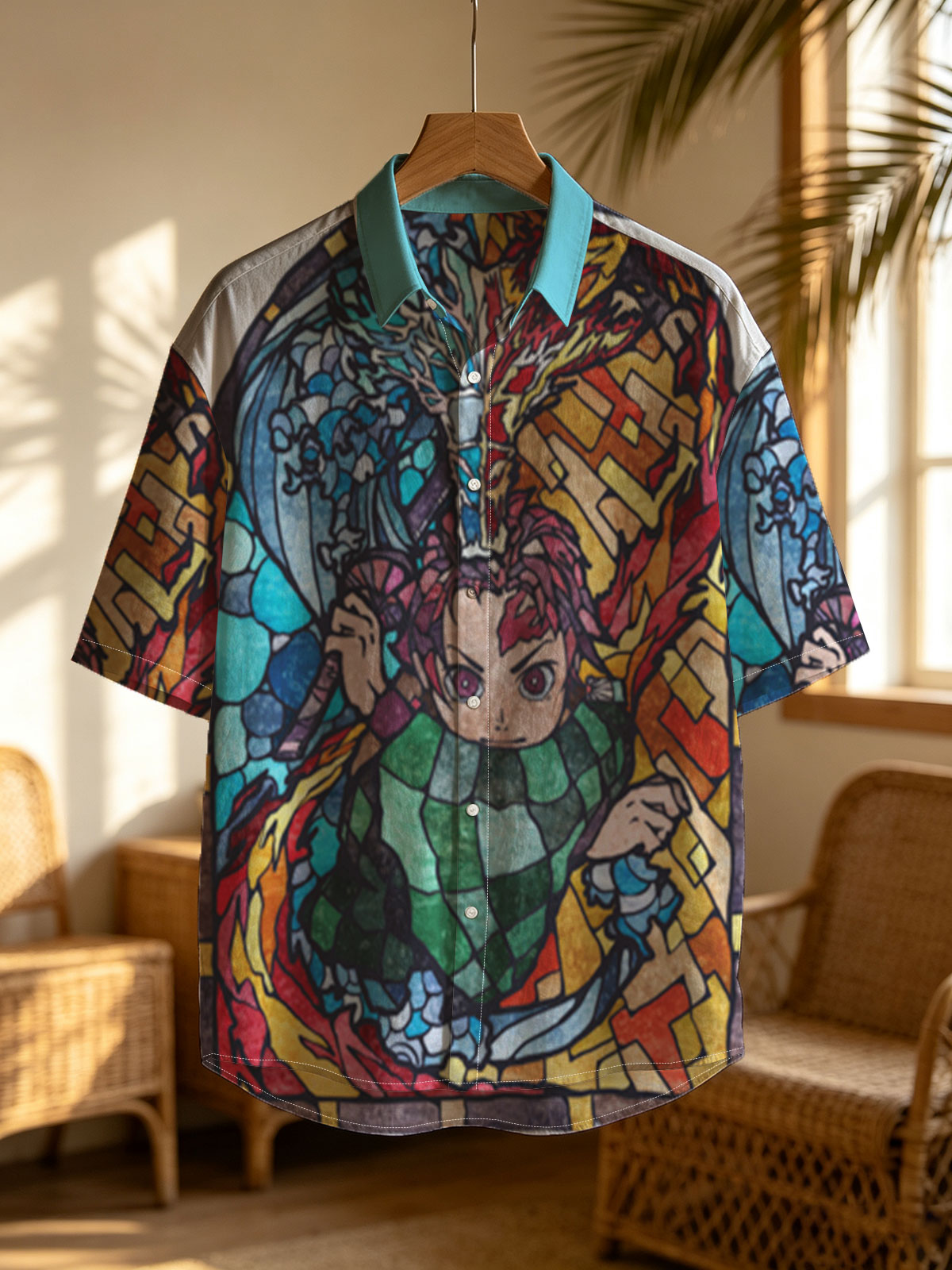 Demon Slayer Tanjiro Kamado Stained Glass Art -  Shirt