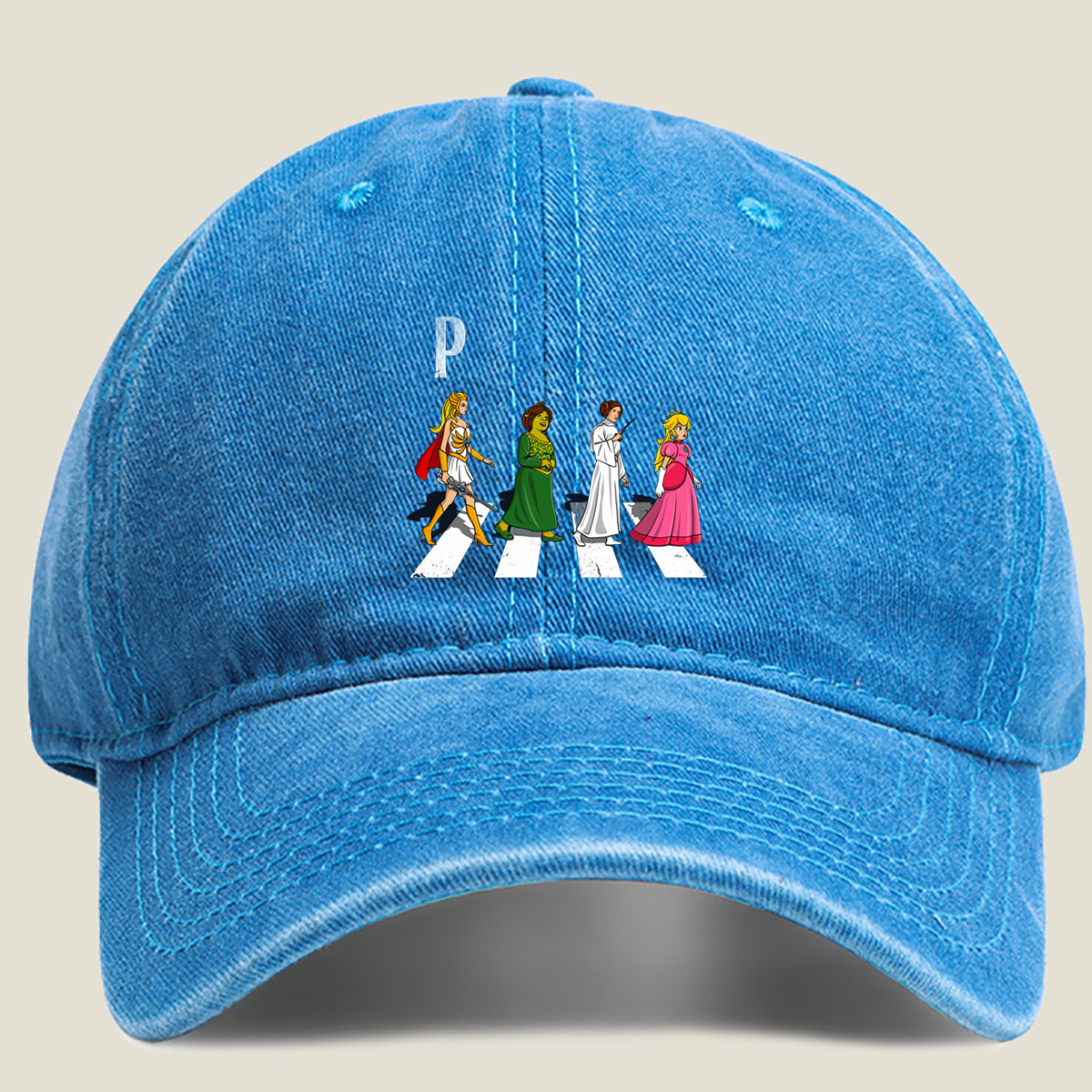 The Princesses: Wonder Woman, Shrek, Princess Leia, and Princess Peach - Washed Denim - Baseball Cap
