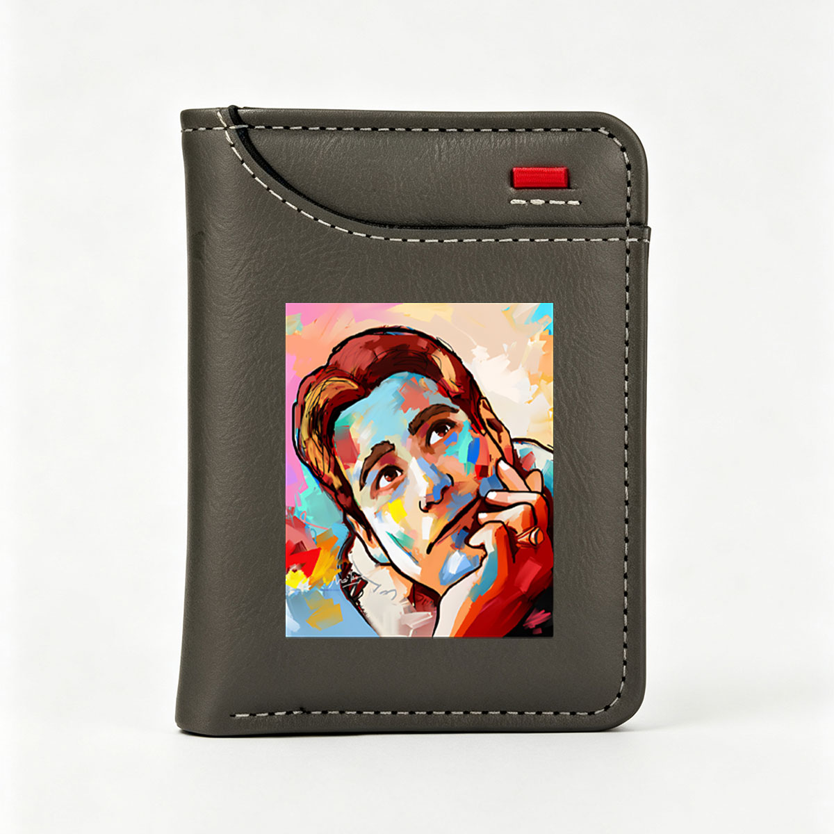 Colorful Portrait of a Man in Contemplation - Vertical Style Wallet